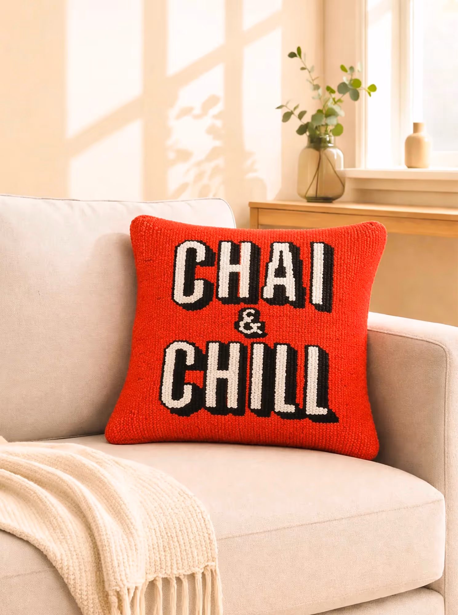 Chai and Chill Red Cushion Cover image 1