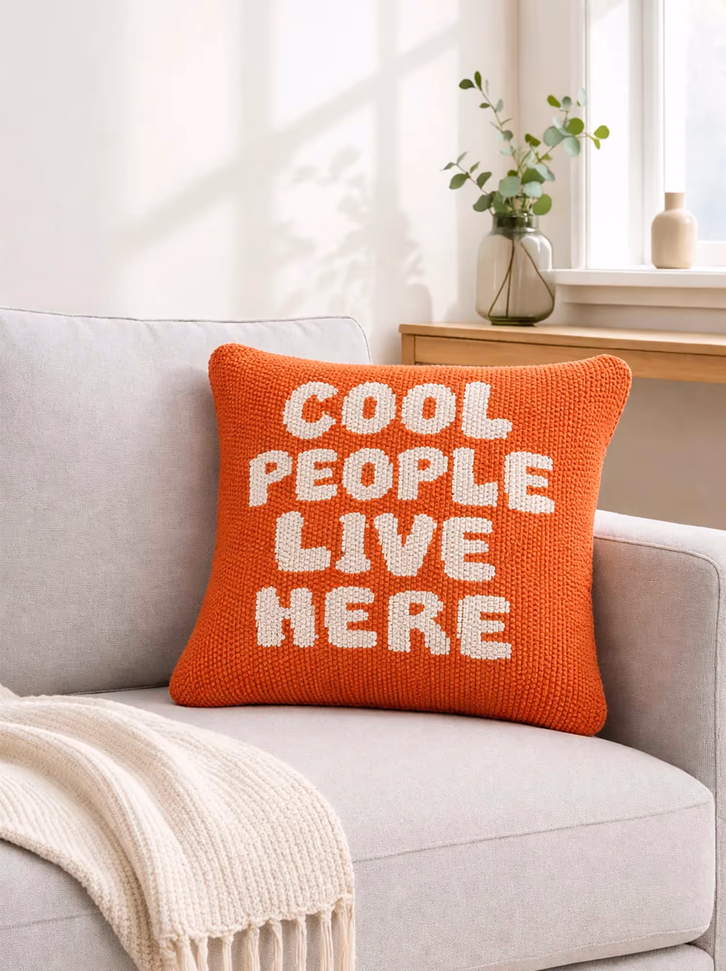 Cool People Live Here Orange Cushion Cover image 1