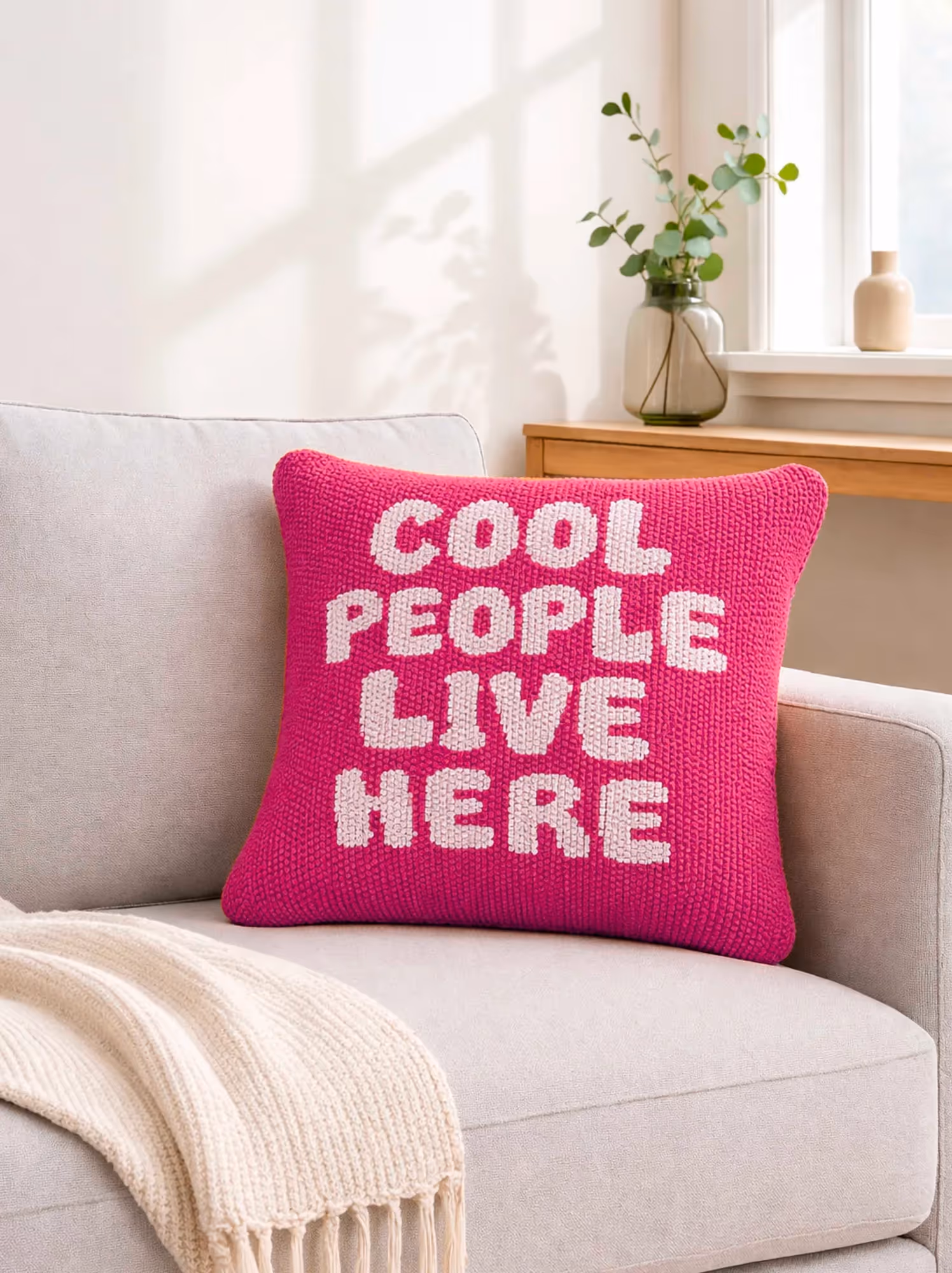 Cool People Live Here Pink Cushion Cover image 1