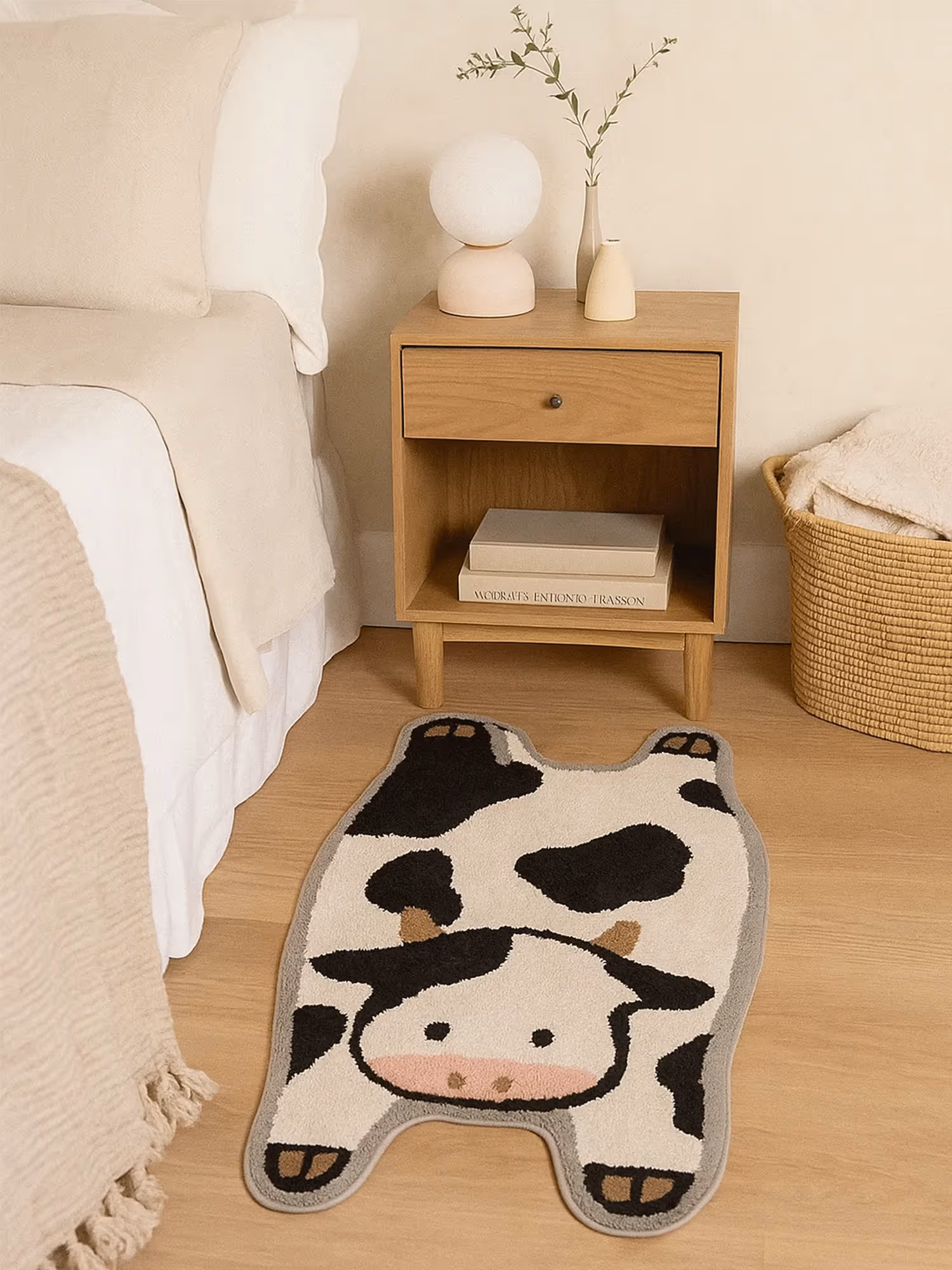 Cute Cow Flat Hand Tufted Rug image 1