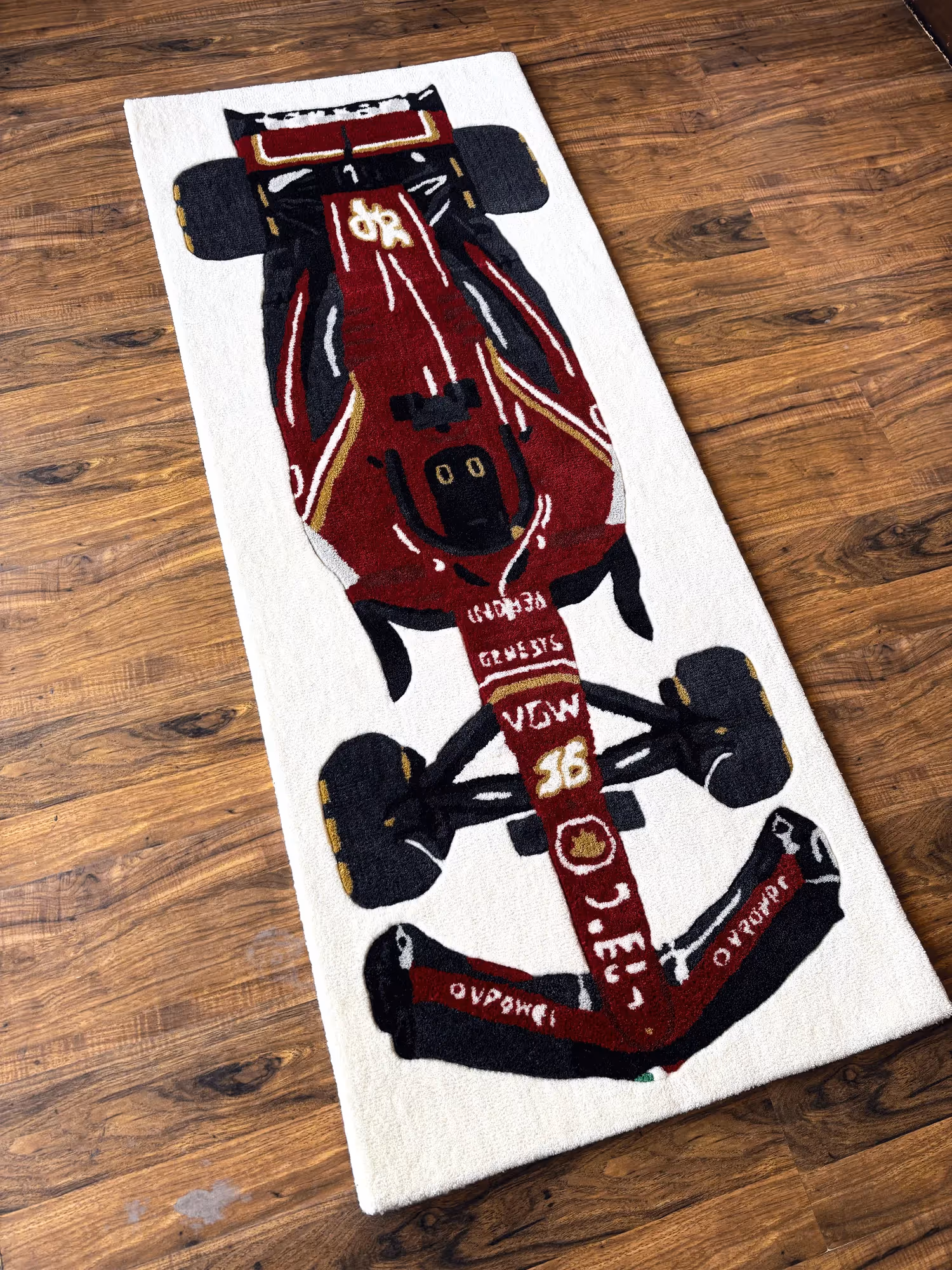 F1 Red Racing Car Hand Tufted Rug image 2