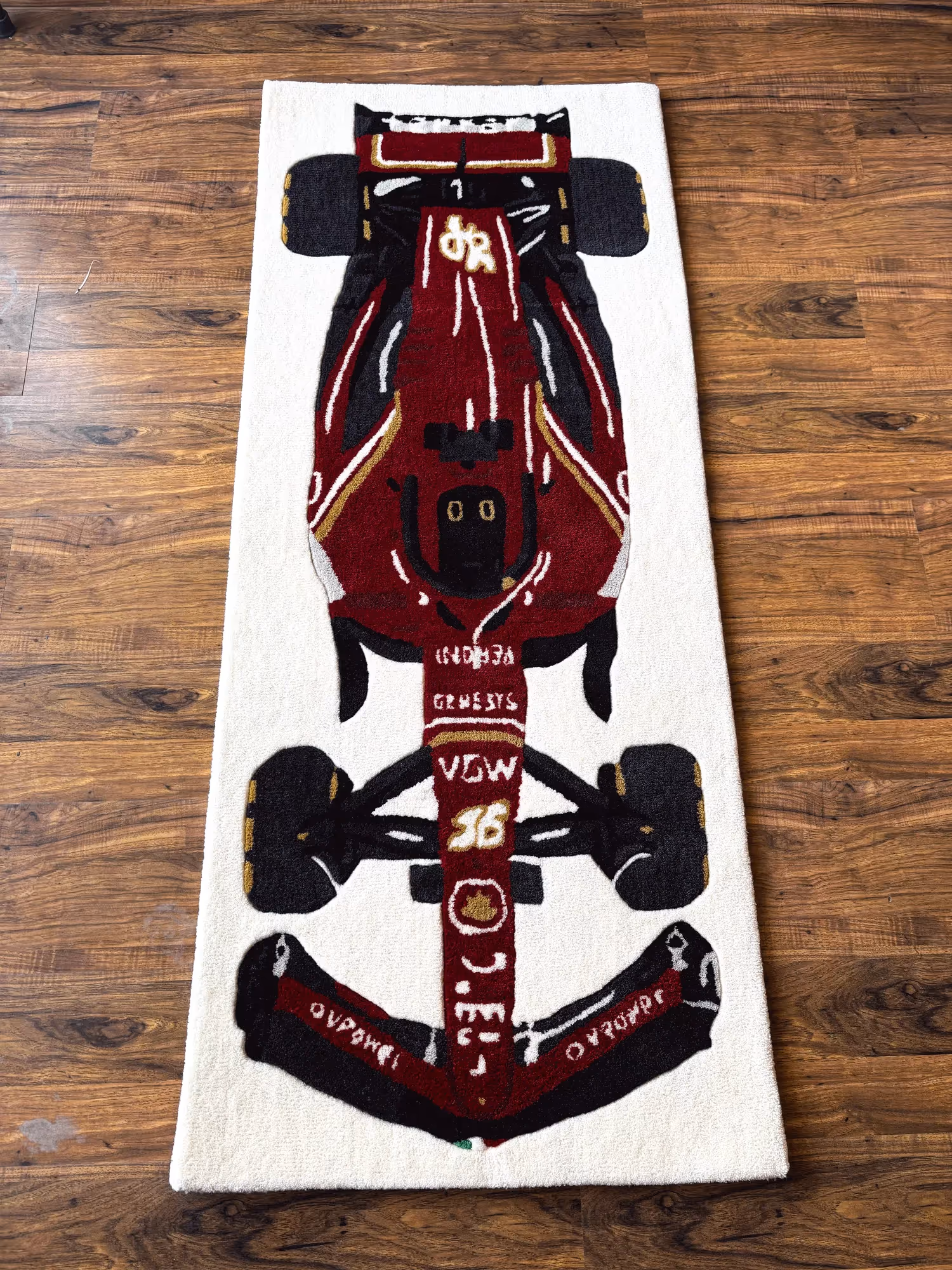 F1 Red Racing Car Hand Tufted Rug image 3