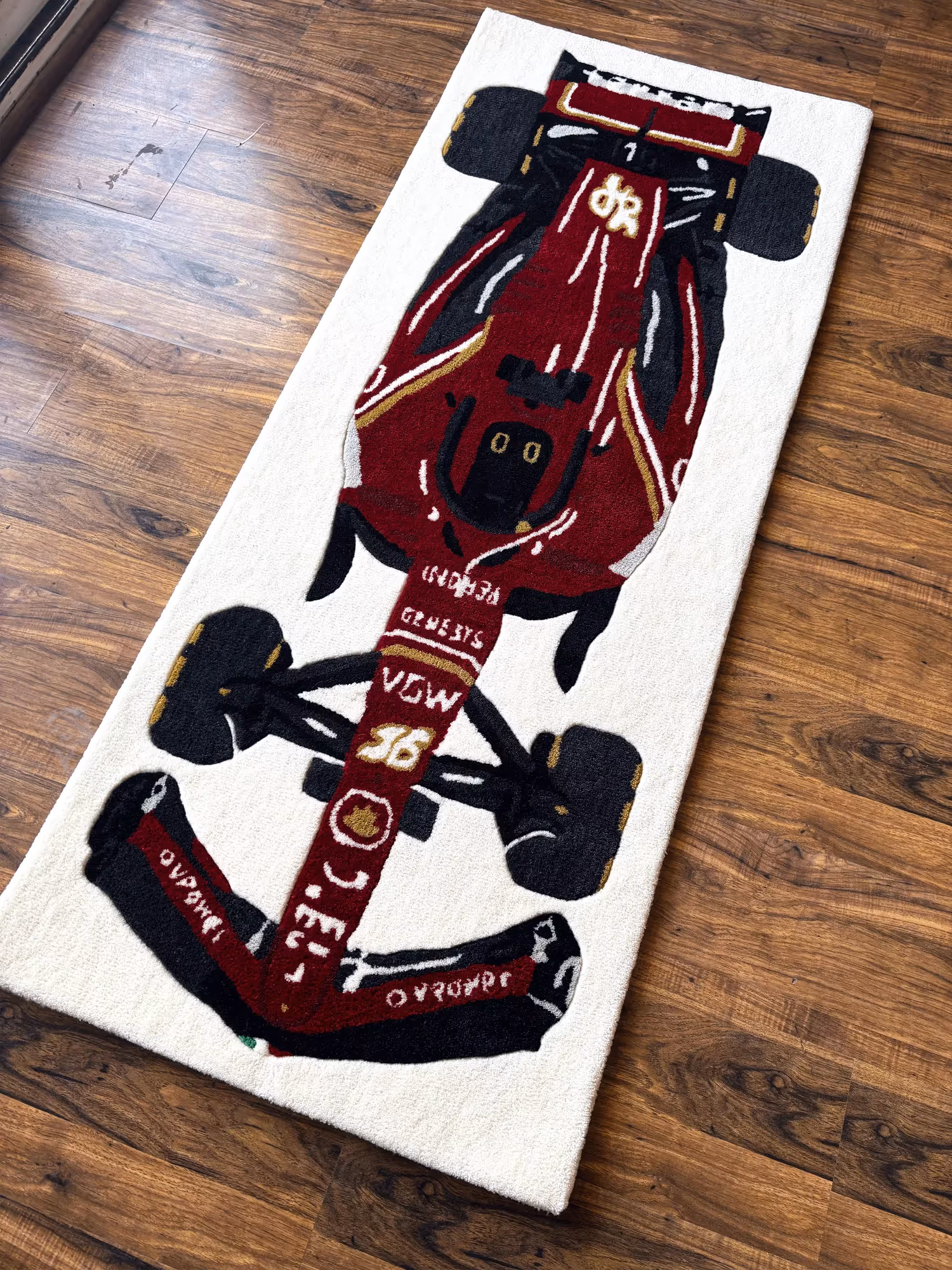 F1 Red Racing Car Hand Tufted Rug image 4