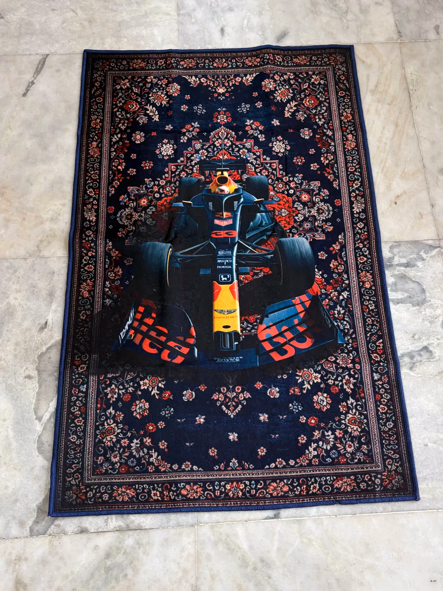 Formula 1 Red & Blue Traditional Design Washable Rug image 3