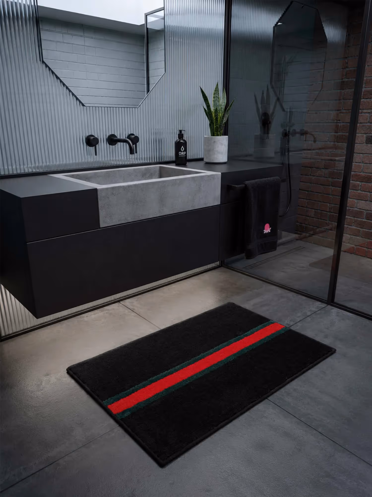 Green & Red Stripes Bath Mat  image 1