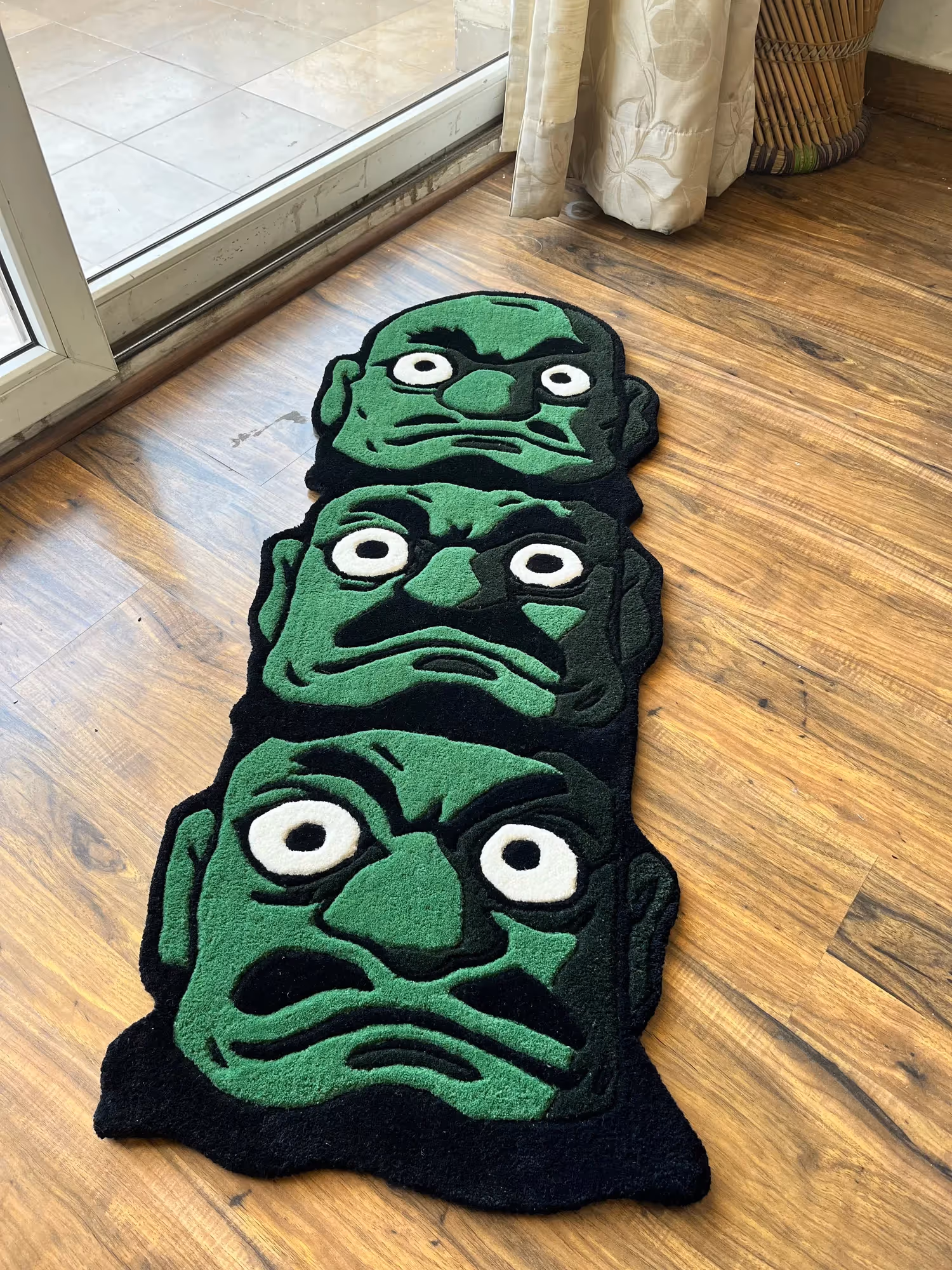 Green Face Hand Tufted Rug  image 3