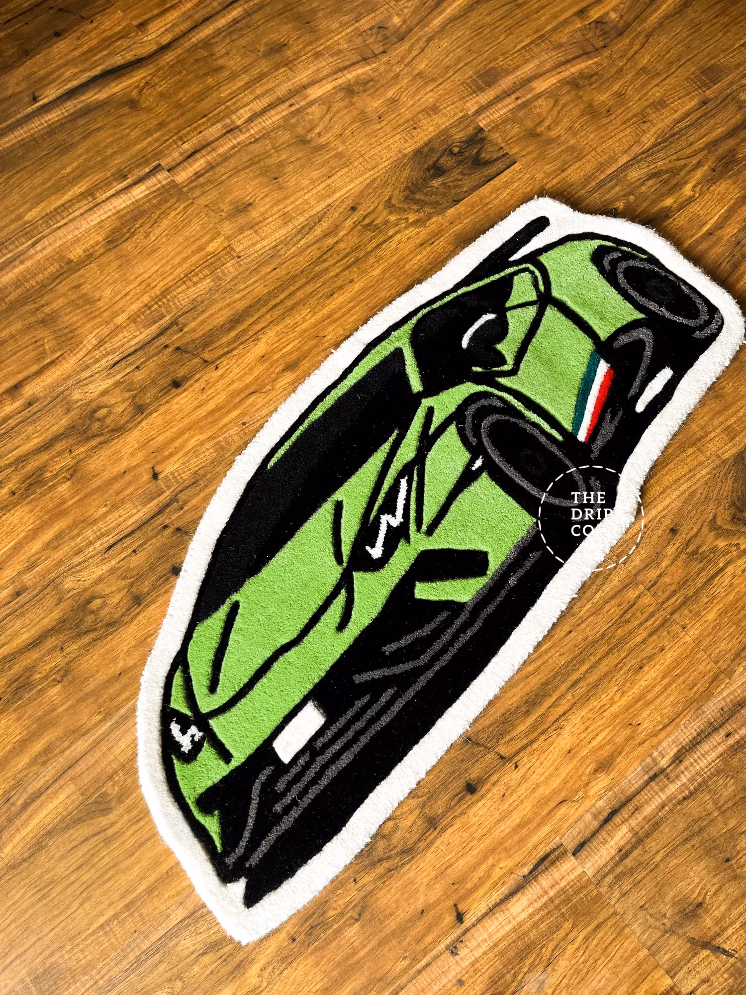 Green Sports Car Hand Tufted Rug image 2
