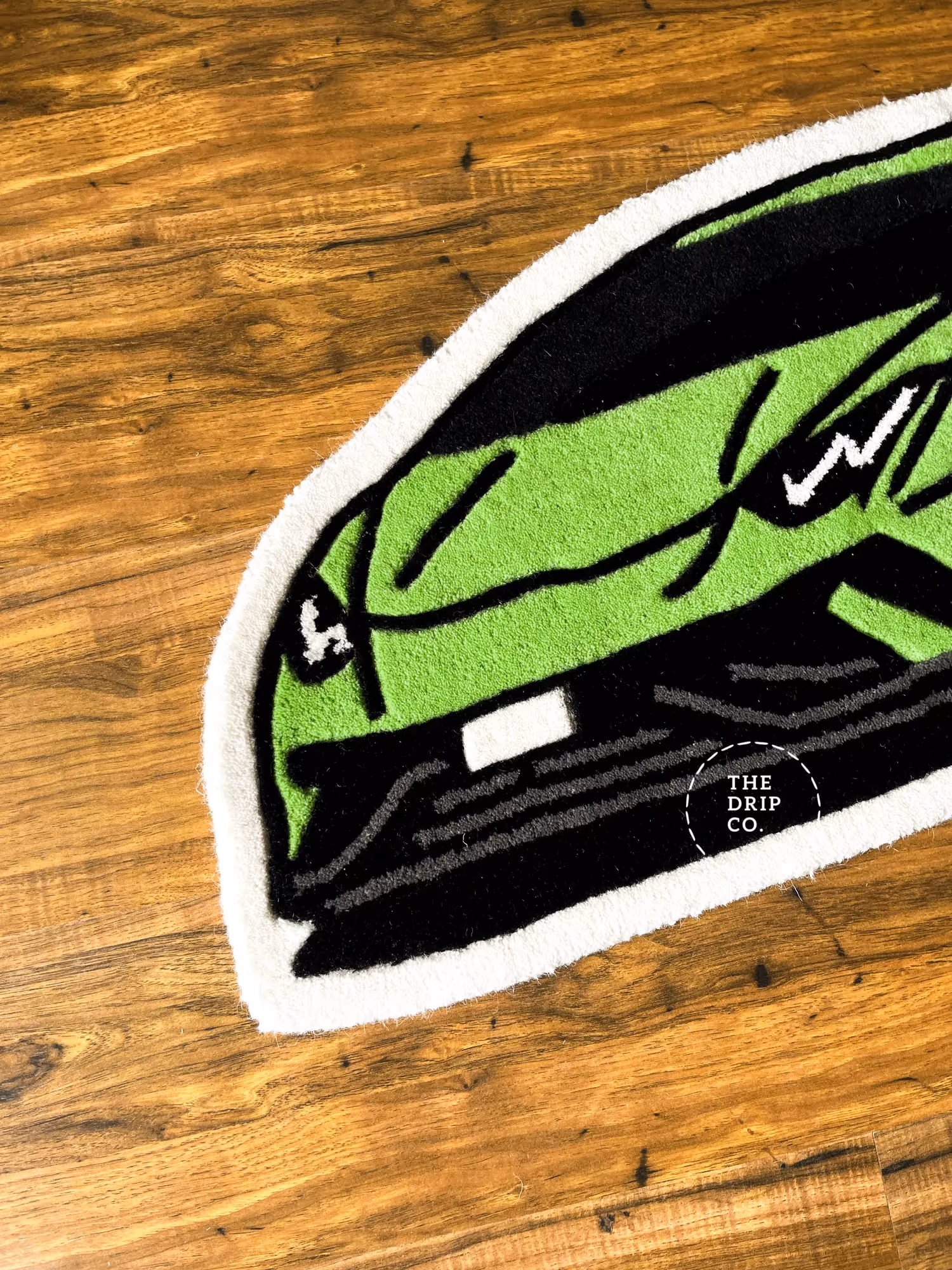 Green Sports Car Hand Tufted Rug image 3