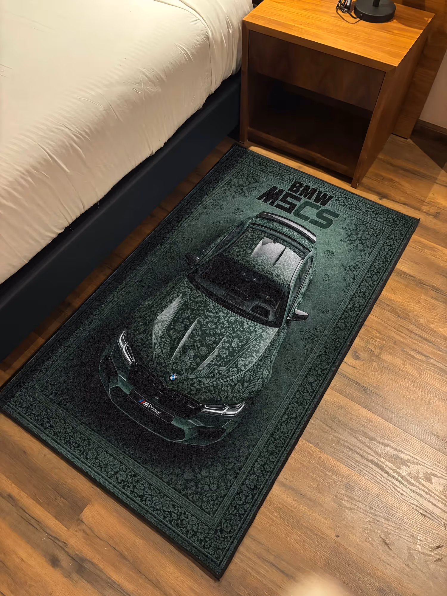 Green Sports Car Traditional Design Washable Rug image 2