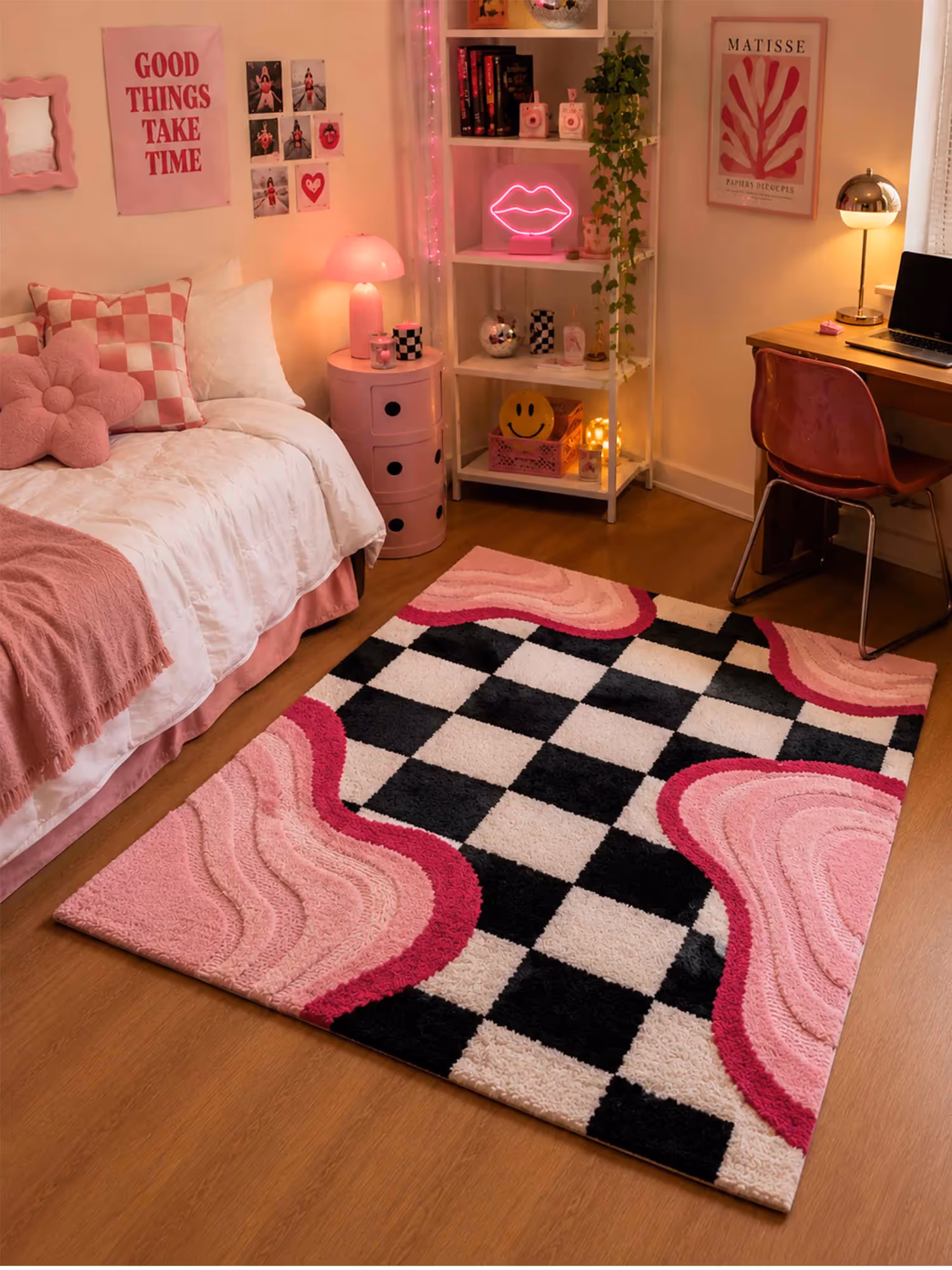 Melted Checkerboard Machine Made Rug  image 3
