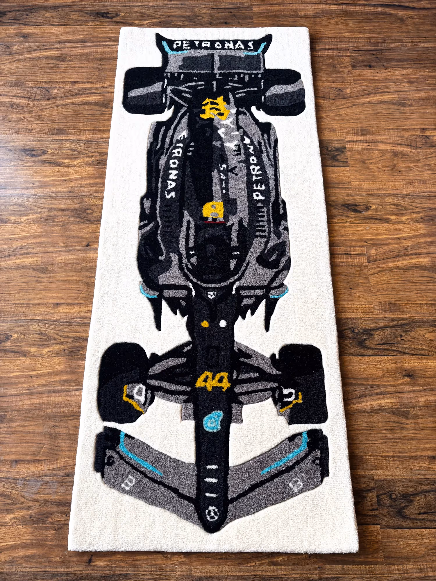 Mercedes Inspired Racing Car Tufted Rug image 1