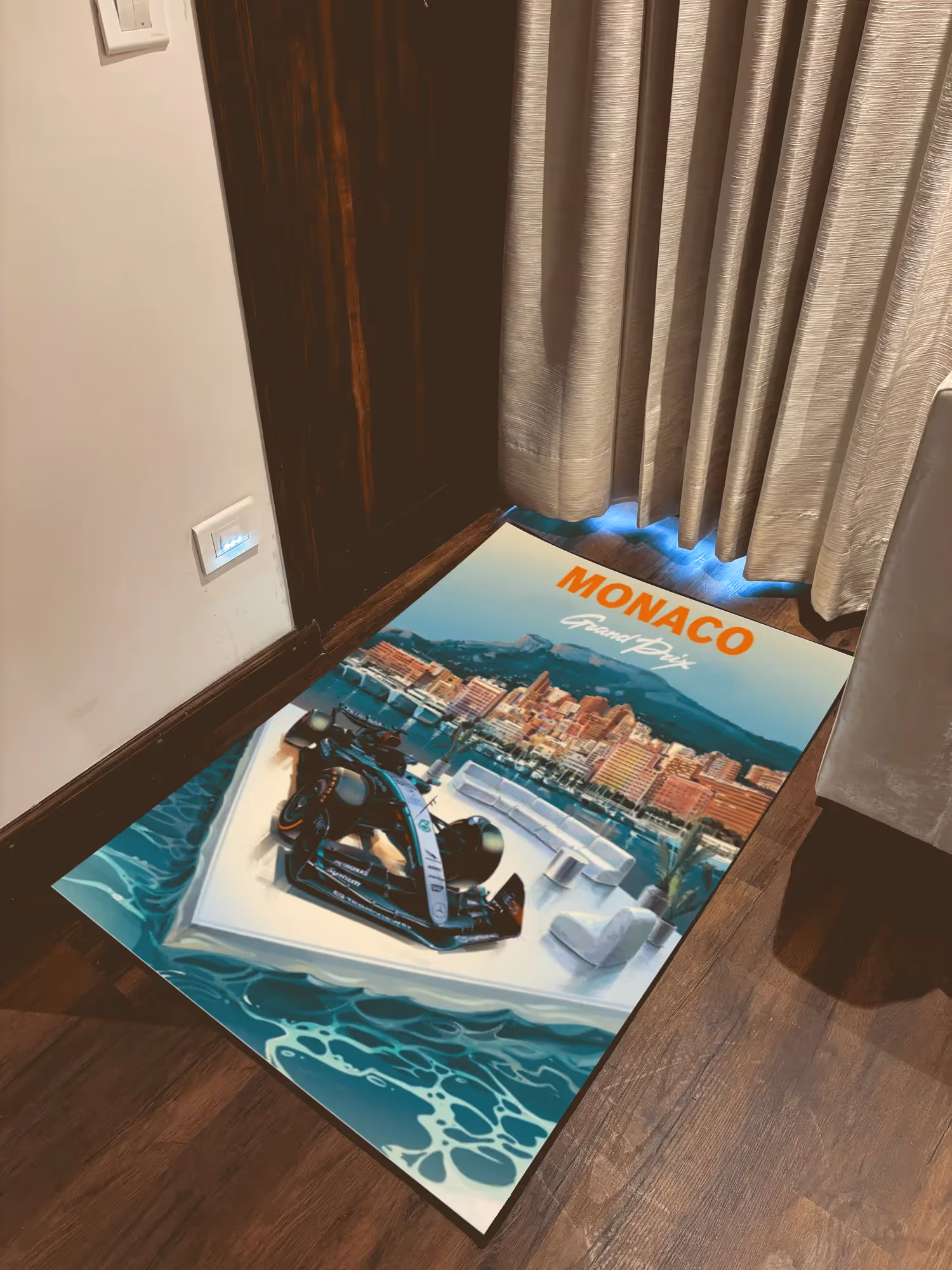 Monaco Fan Art Printed Washable Rug  image 2