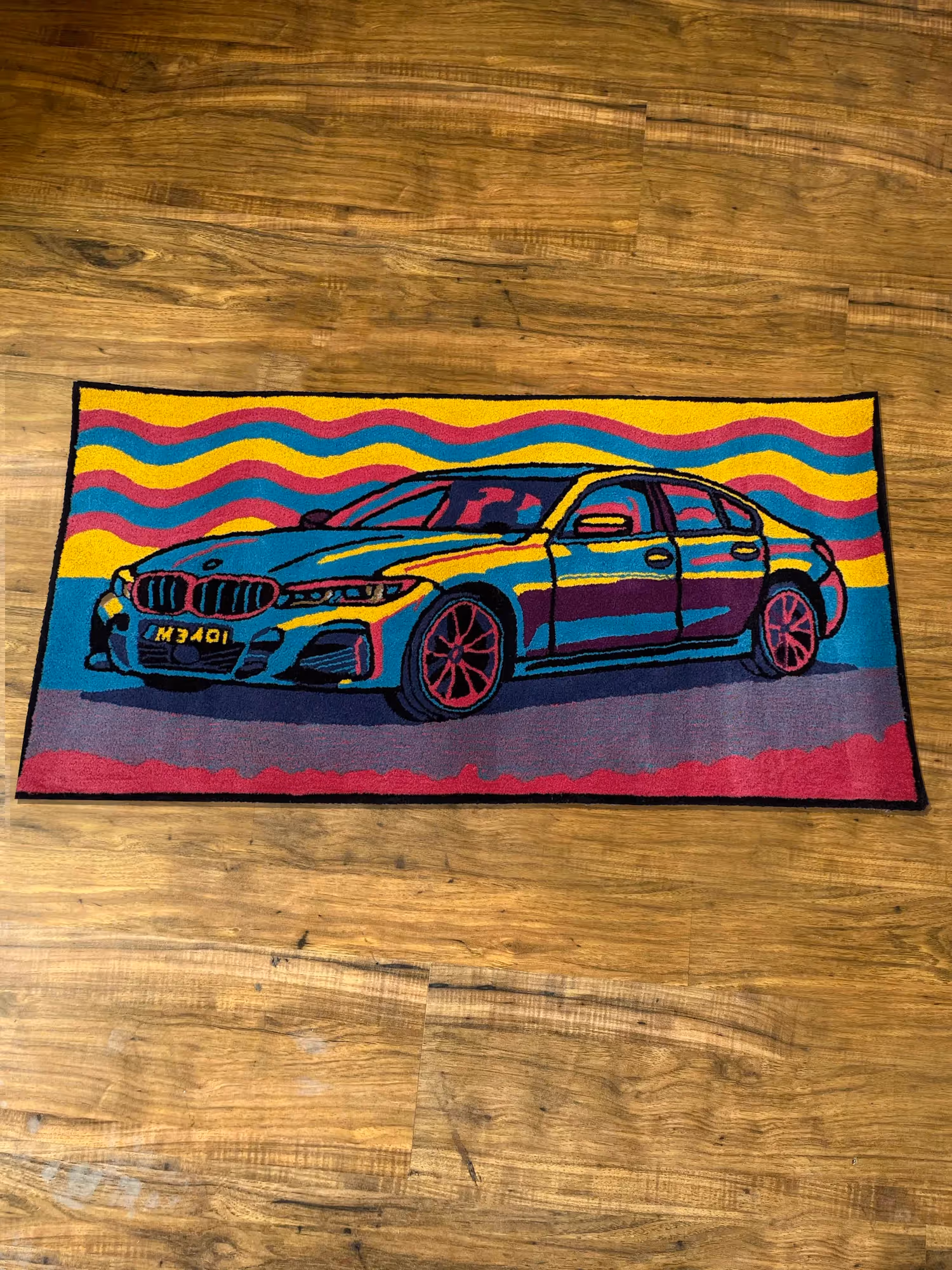 Multi Colour Car Hand Tufted Rug  image 1