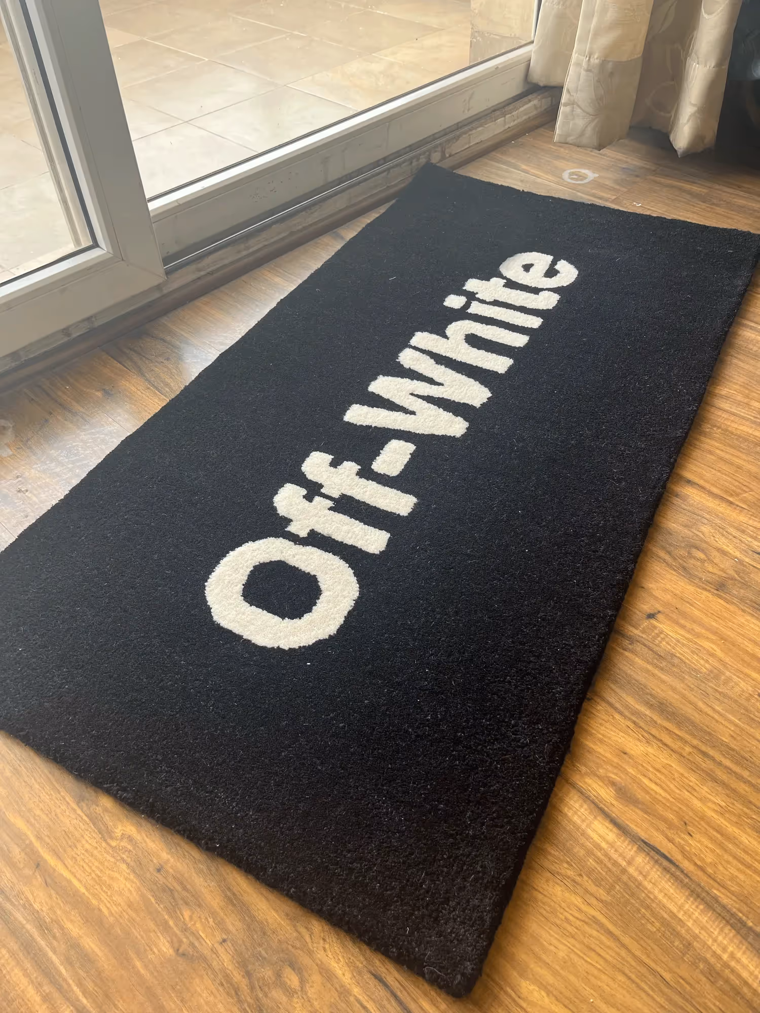 Off White Text Black Hand Tufted Rug image 2