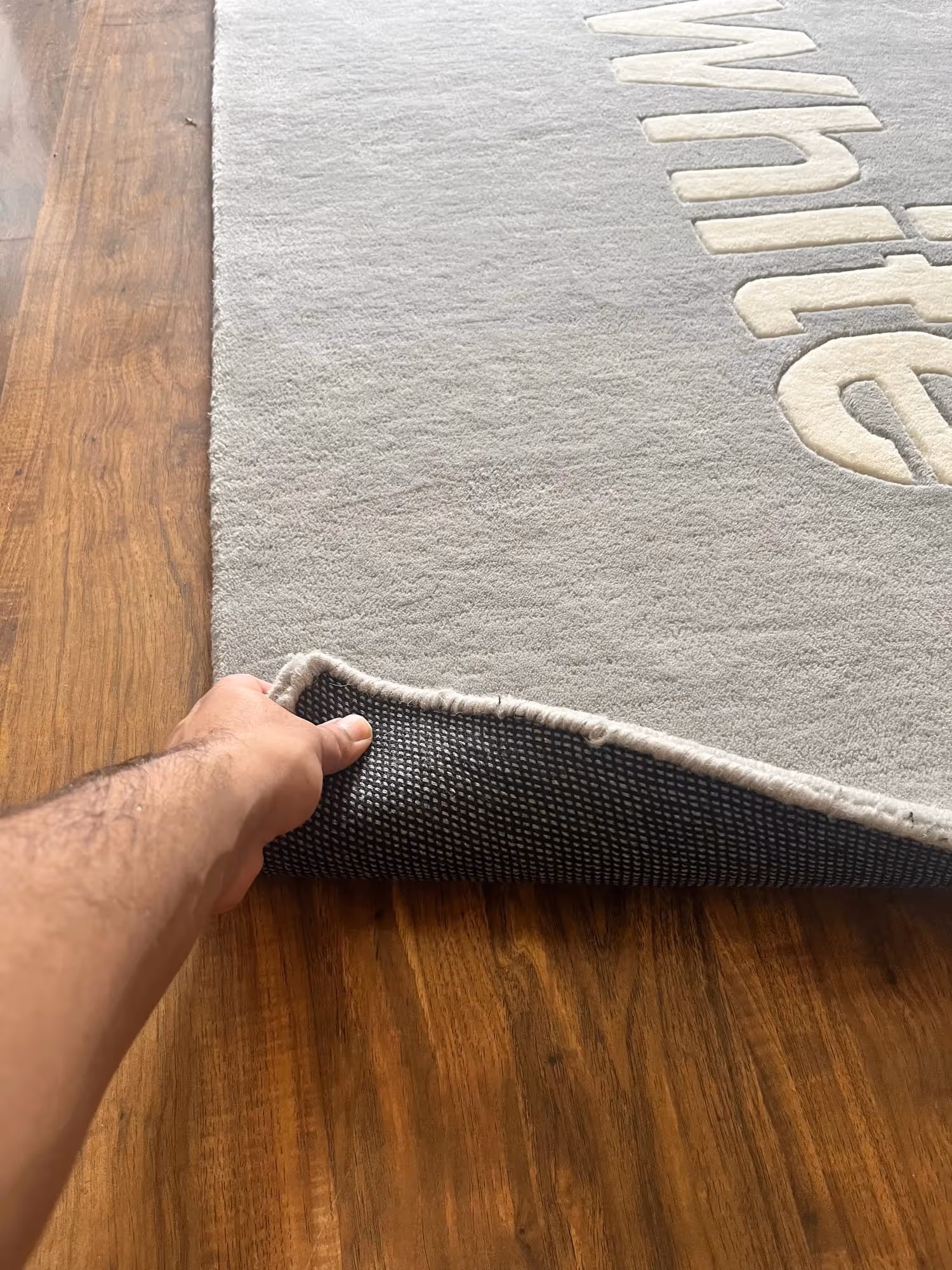 Off White Text Grey Hand Tufted Rug  image 2
