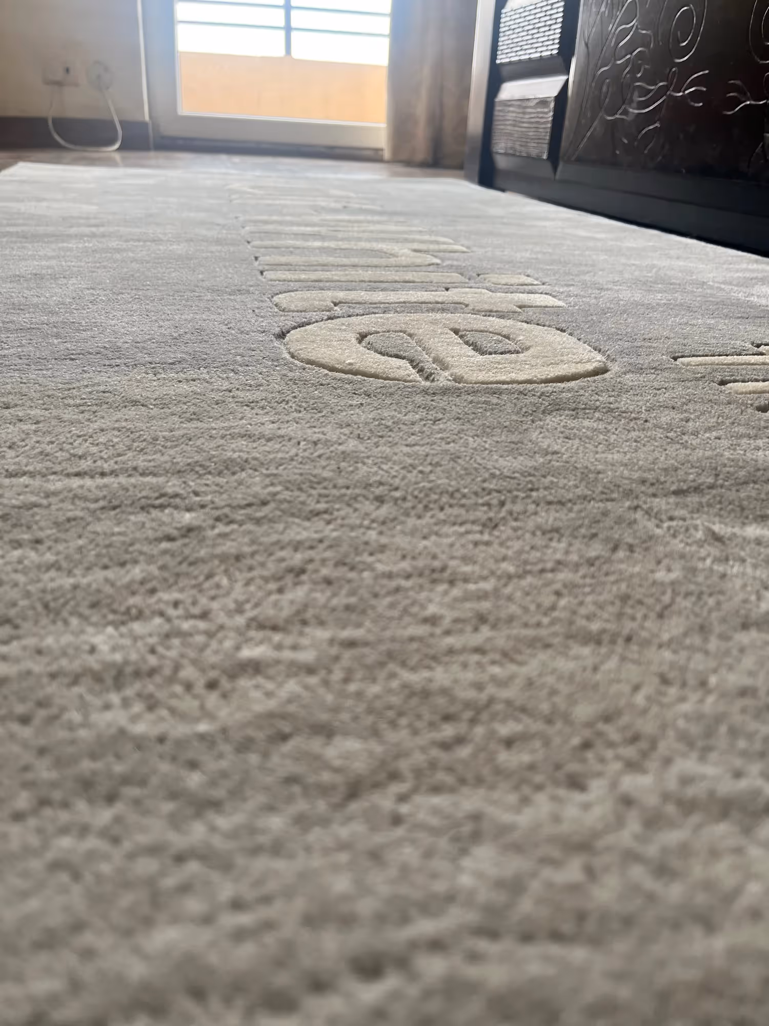 Off White Text Grey Hand Tufted Rug  image 3