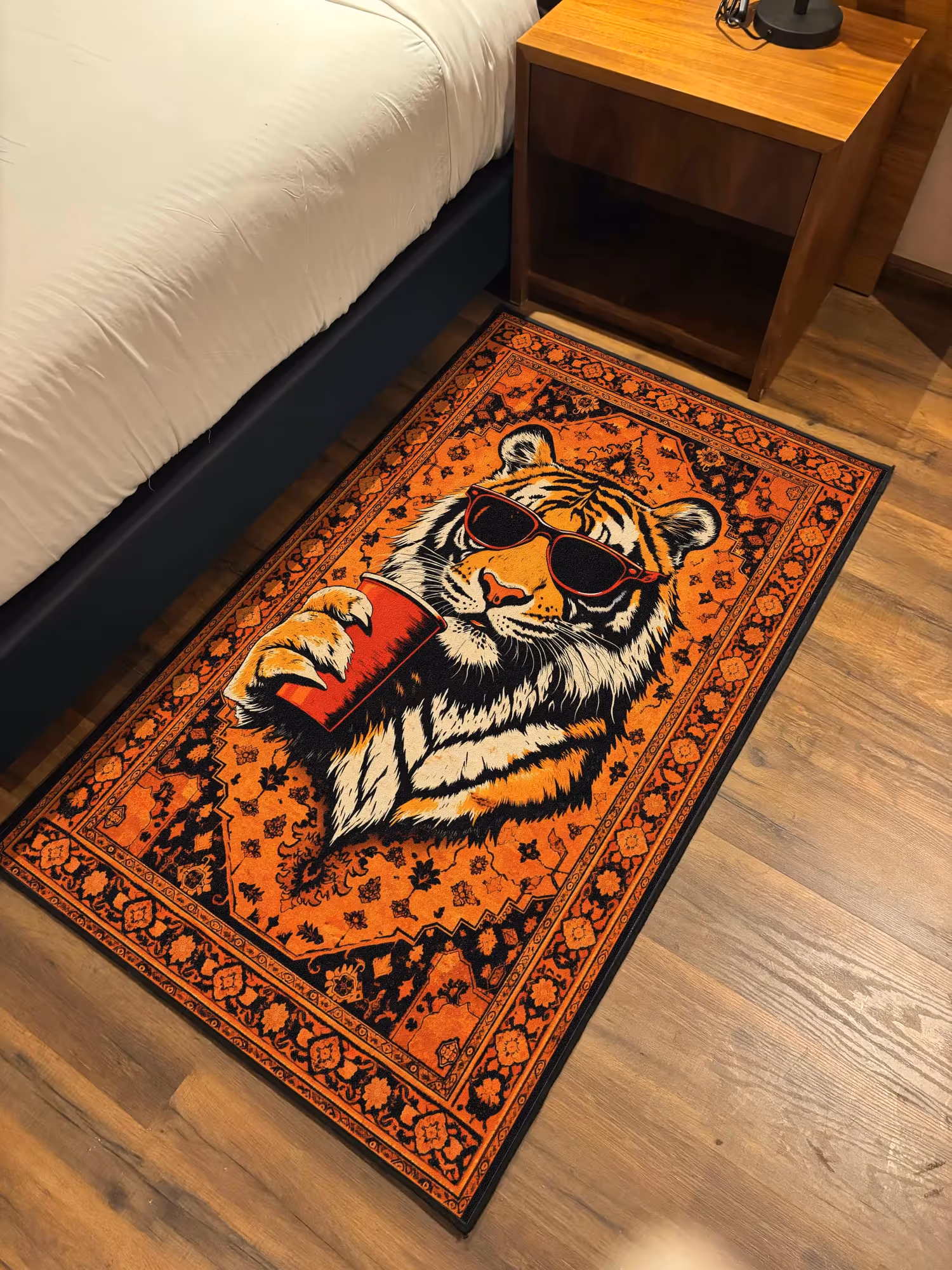 Orange Cool Tiger Traditional Washable Rug  image 2