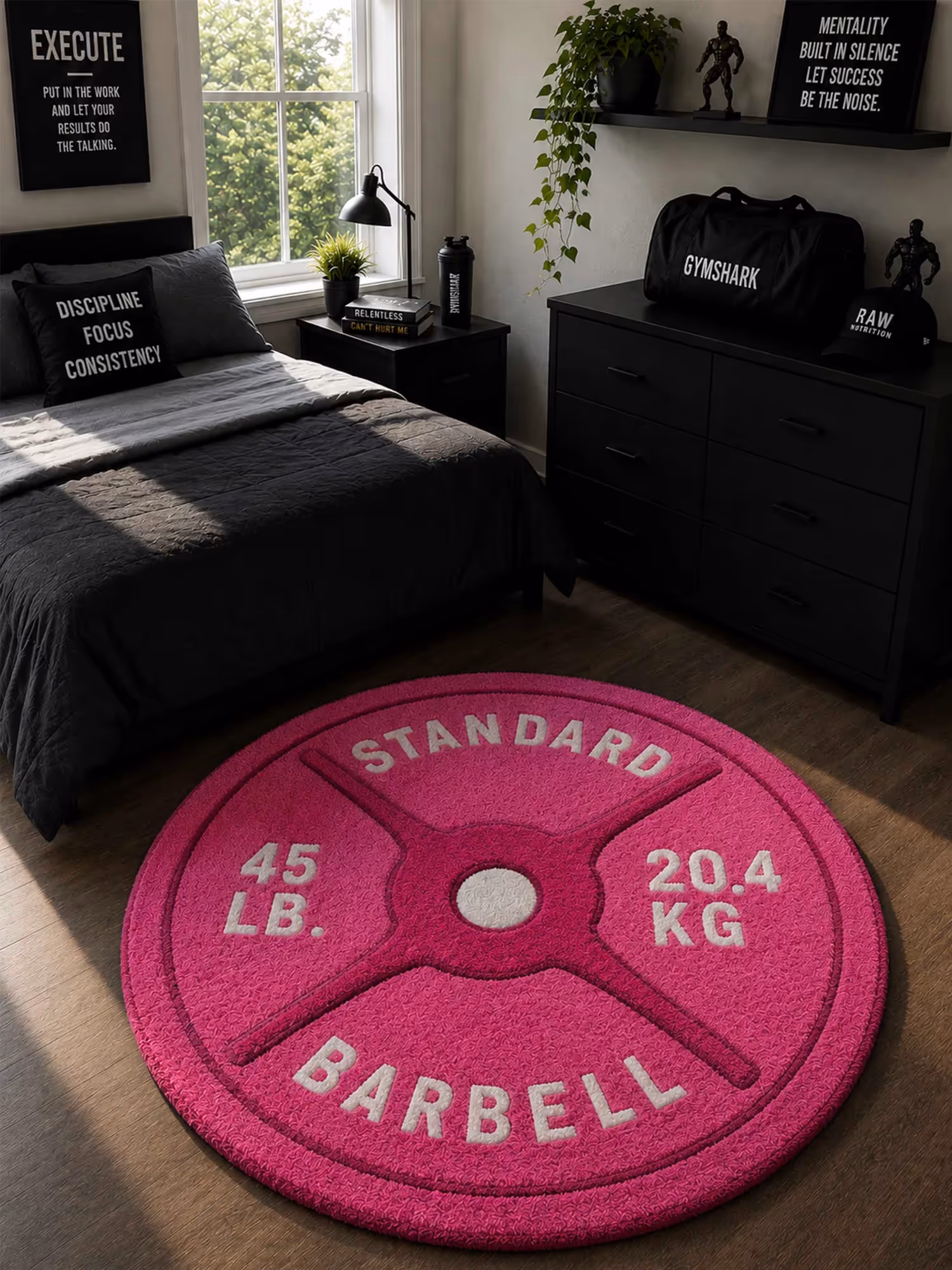 Pink Barbell Hand Tufted Rug image 1