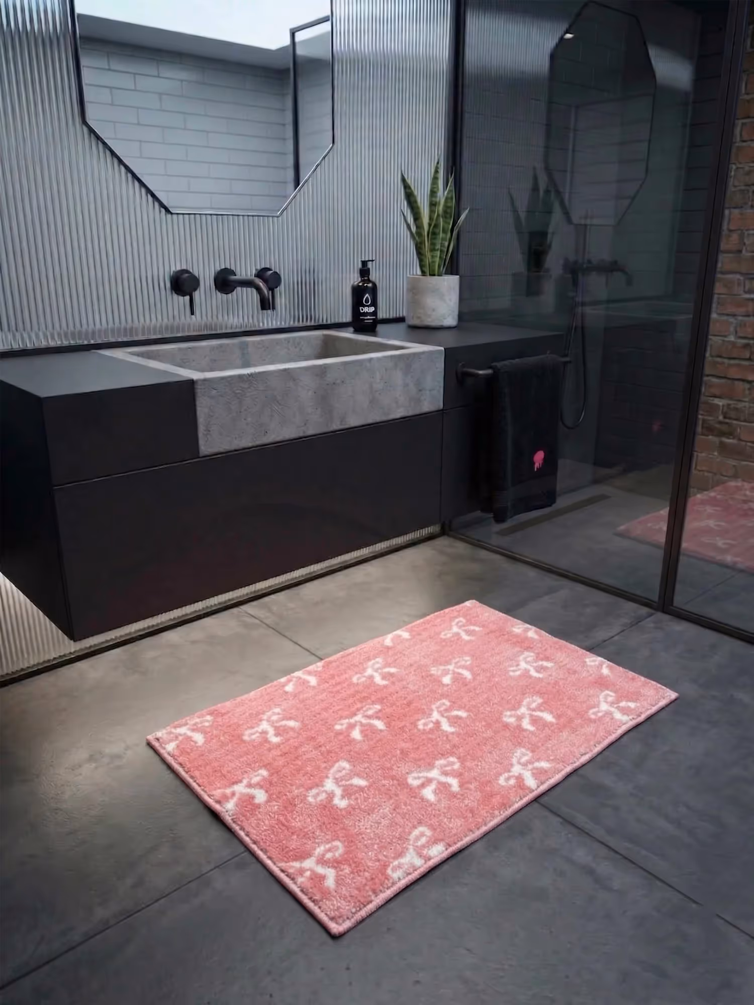 Pink Bow Bath Mat image 1