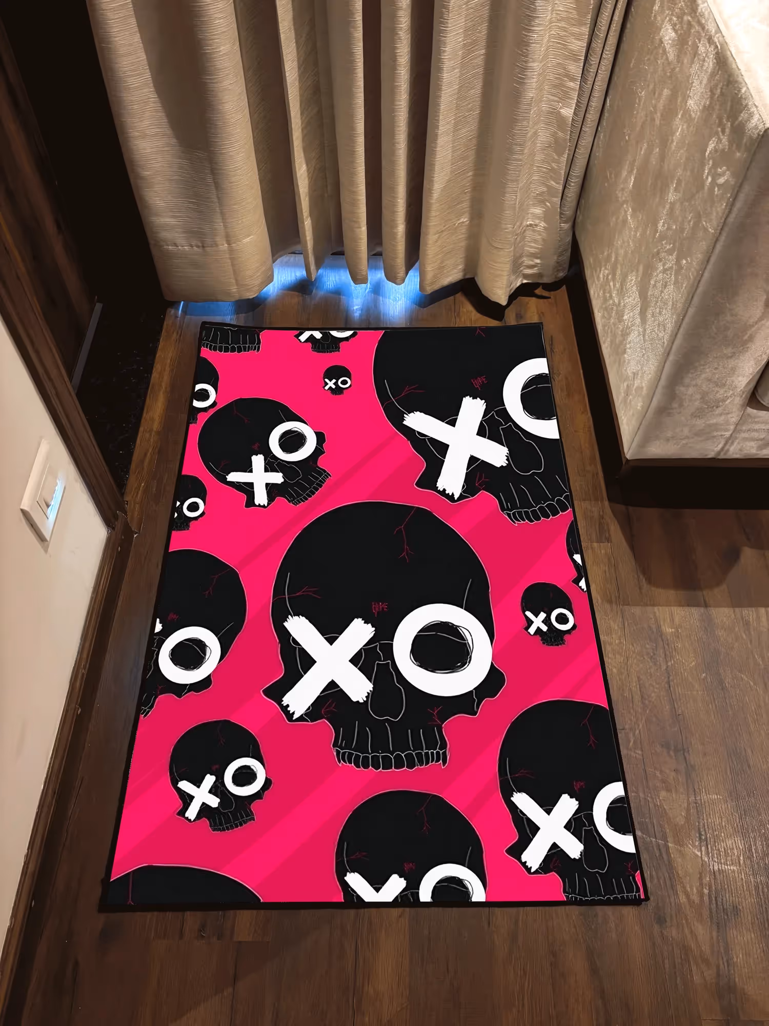 Pink Skull Washable Rug image 2