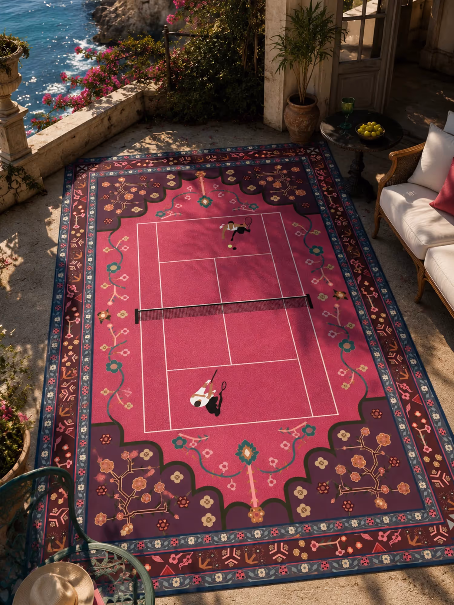 Pink Tennis Traditional Washable Rug image 1