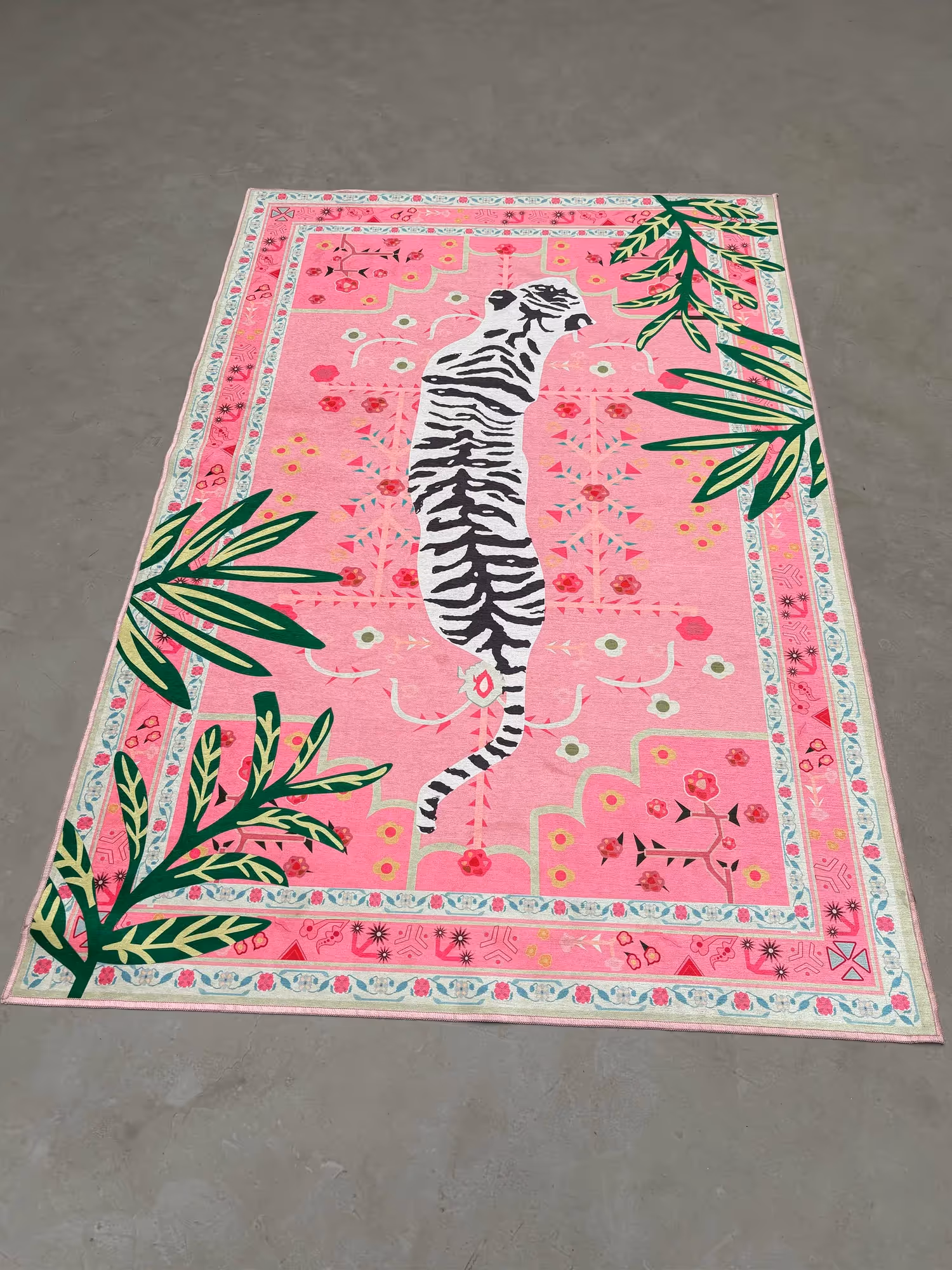 Pink Tiger Jungle Design Washable Rug  image 3