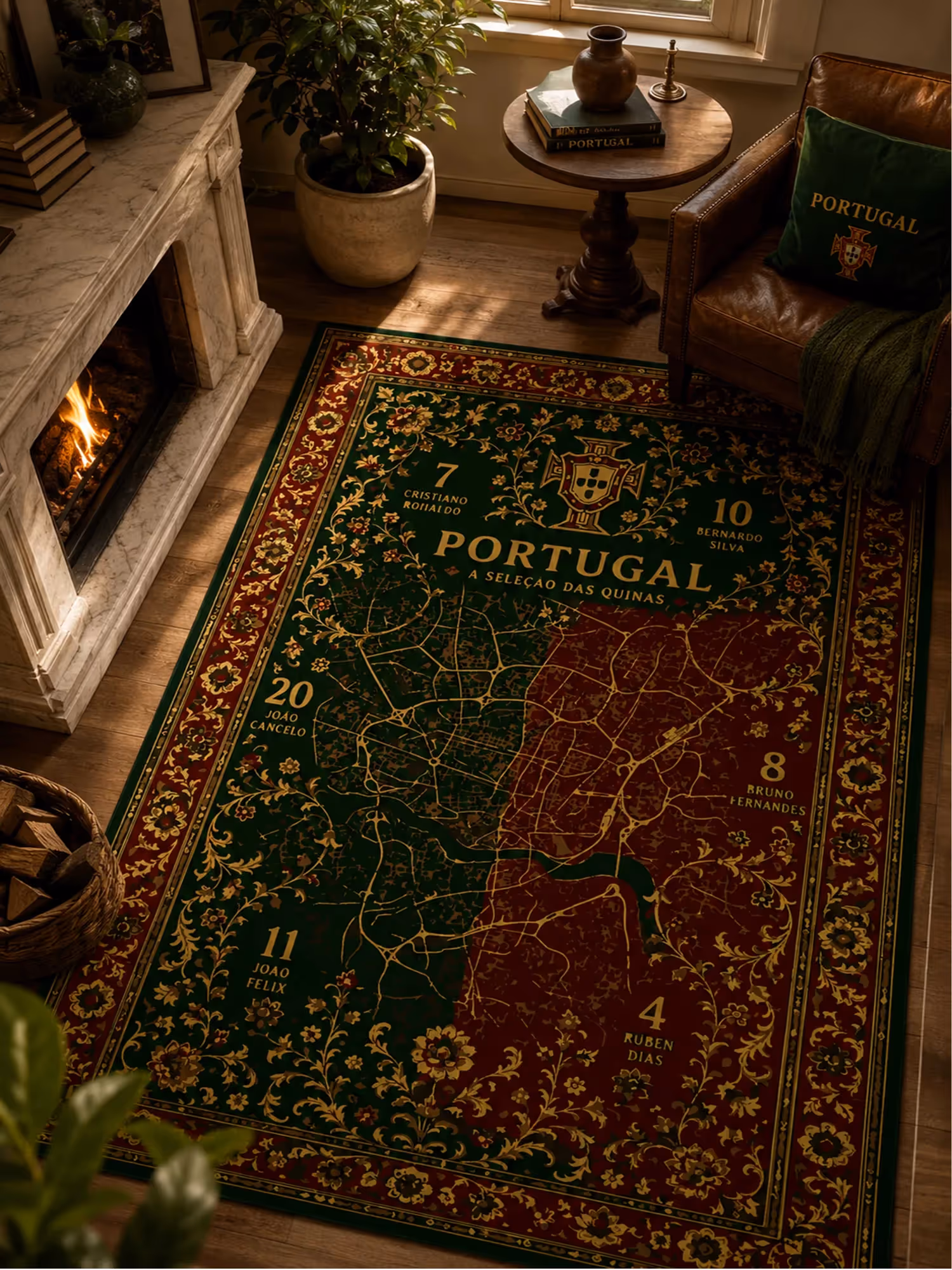 Portugal Football Traditional Washable Rug  image 1