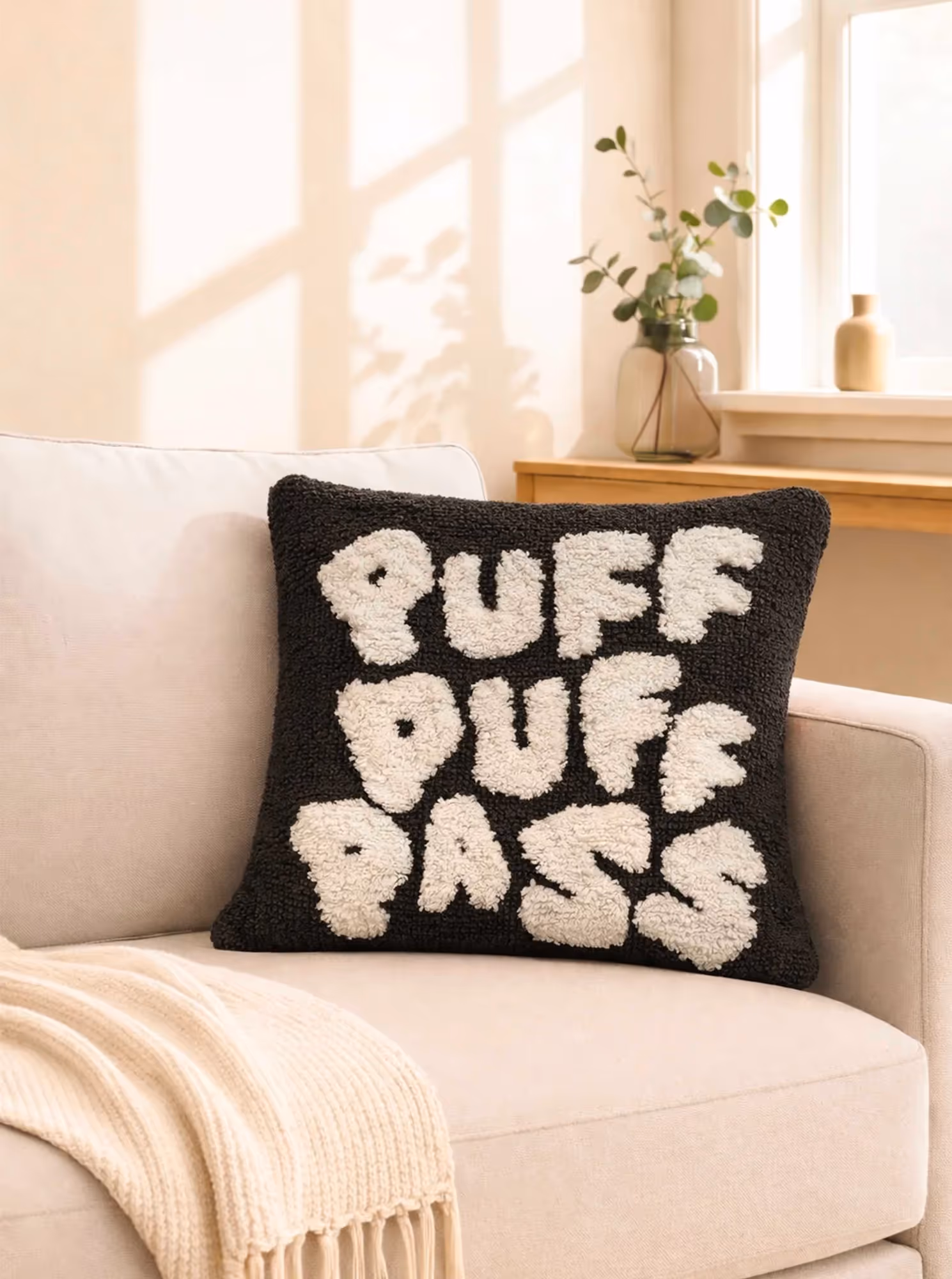 Puff Puff Pass Black Cushion Cover image 1