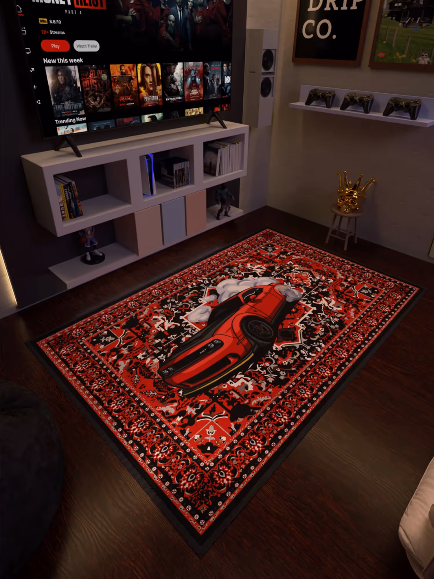 Red Challenger Traditional Design Washable Rug  image 1