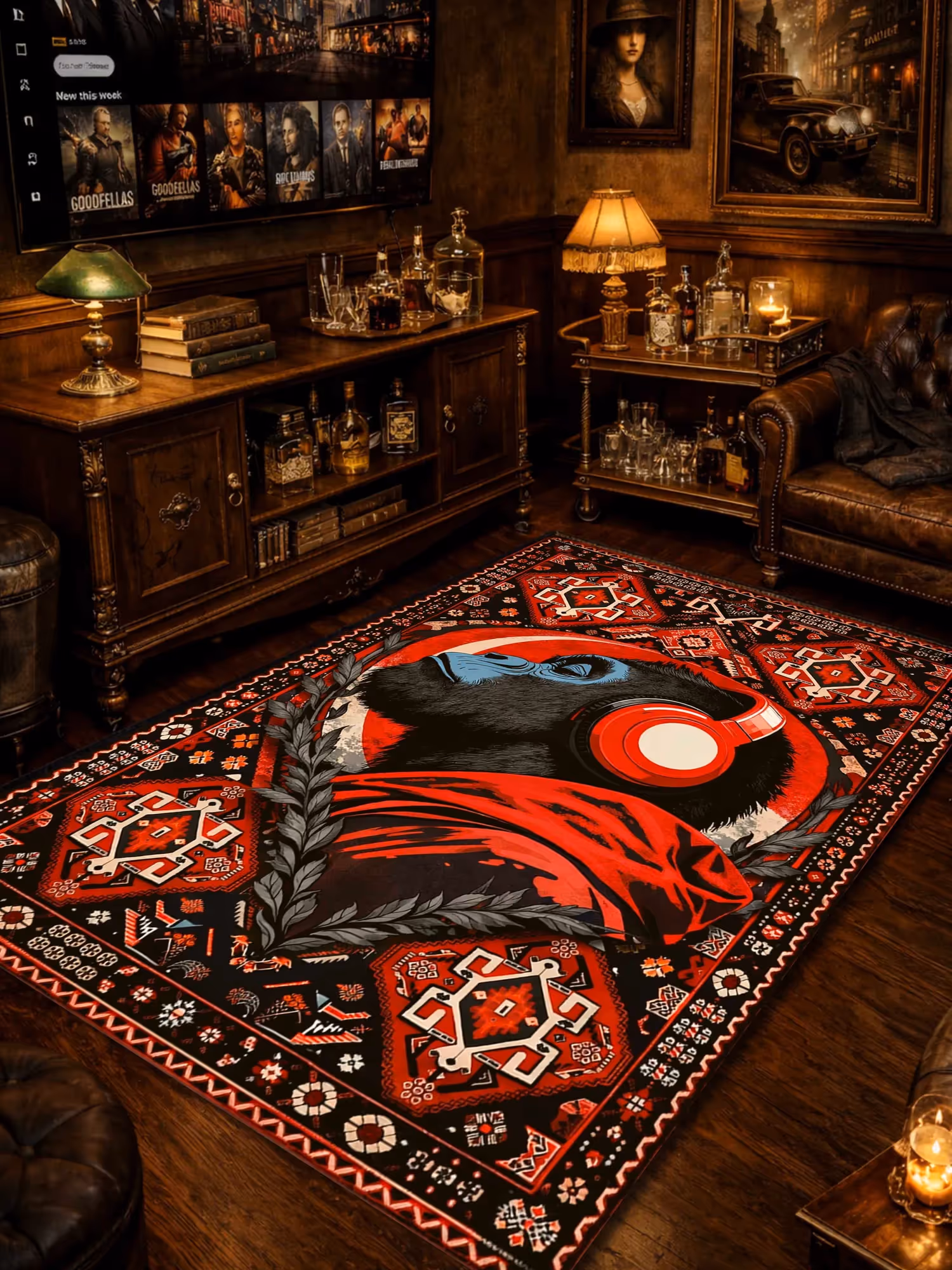Red Chimpanzee Traditional Washable Rug  image 1