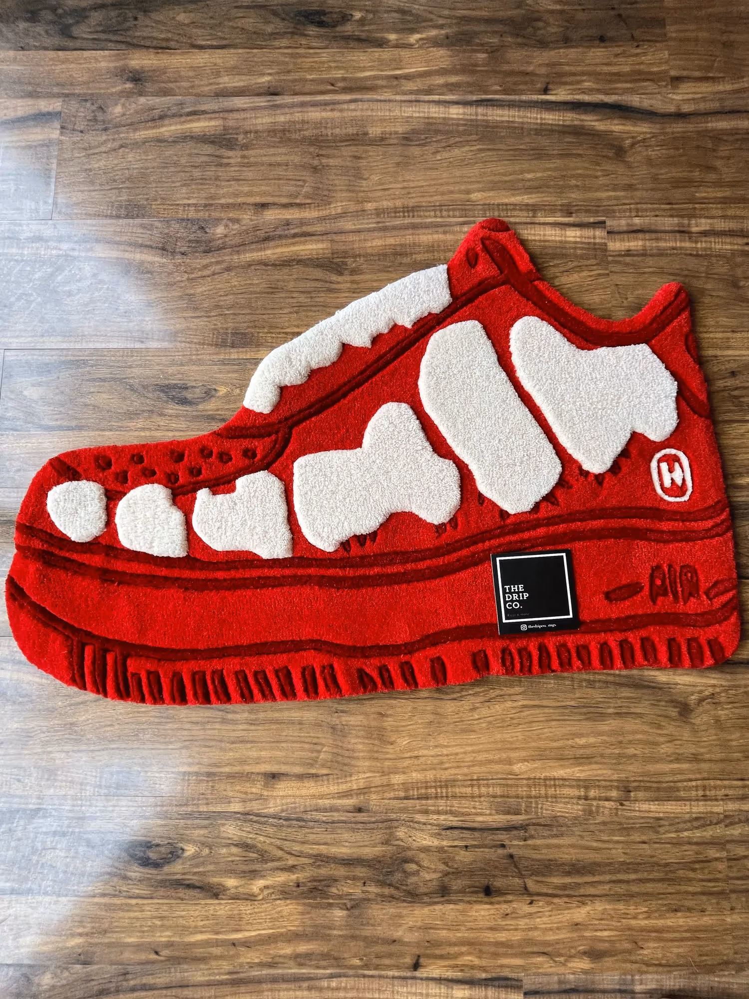 Red High Low Sneaker Hand Tufted Rug image 1