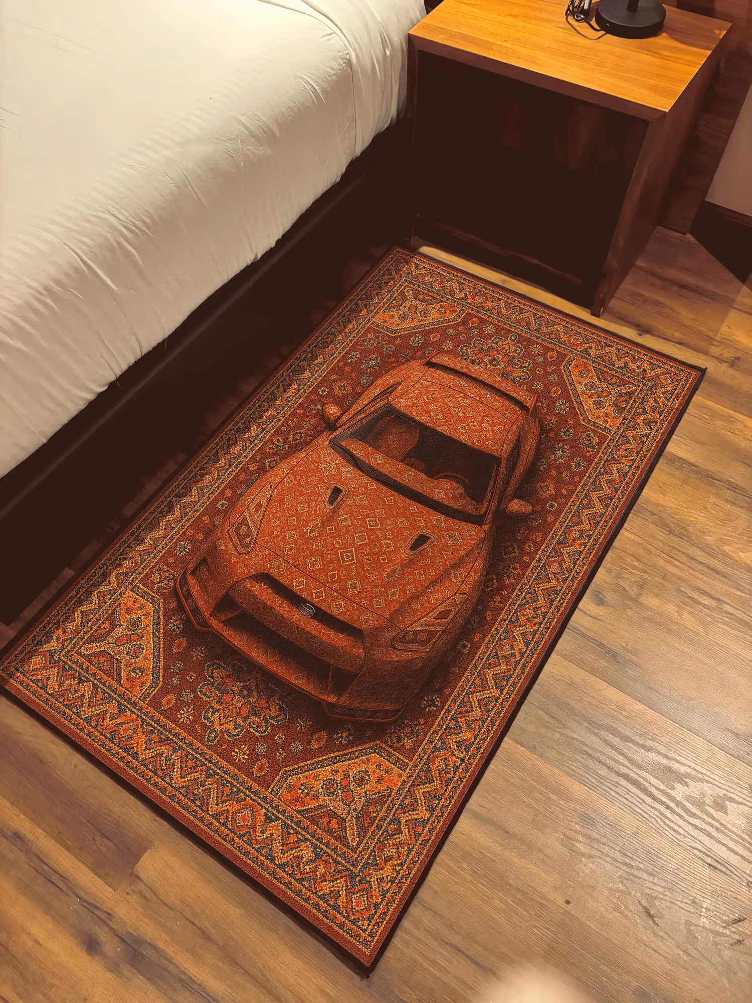 Red Racing Car Traditional Design Washable Rug image 2