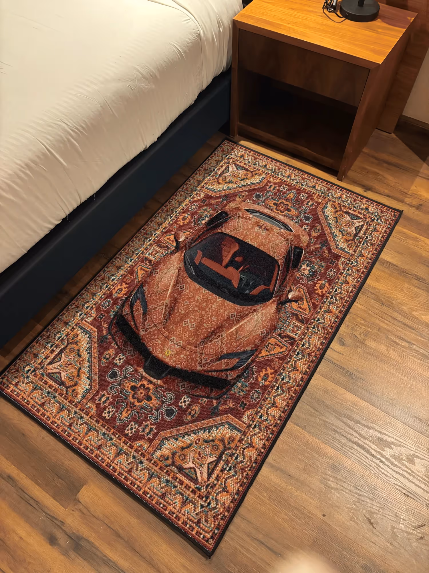 Red Sports Car Traditional Design Washable Rug image 2