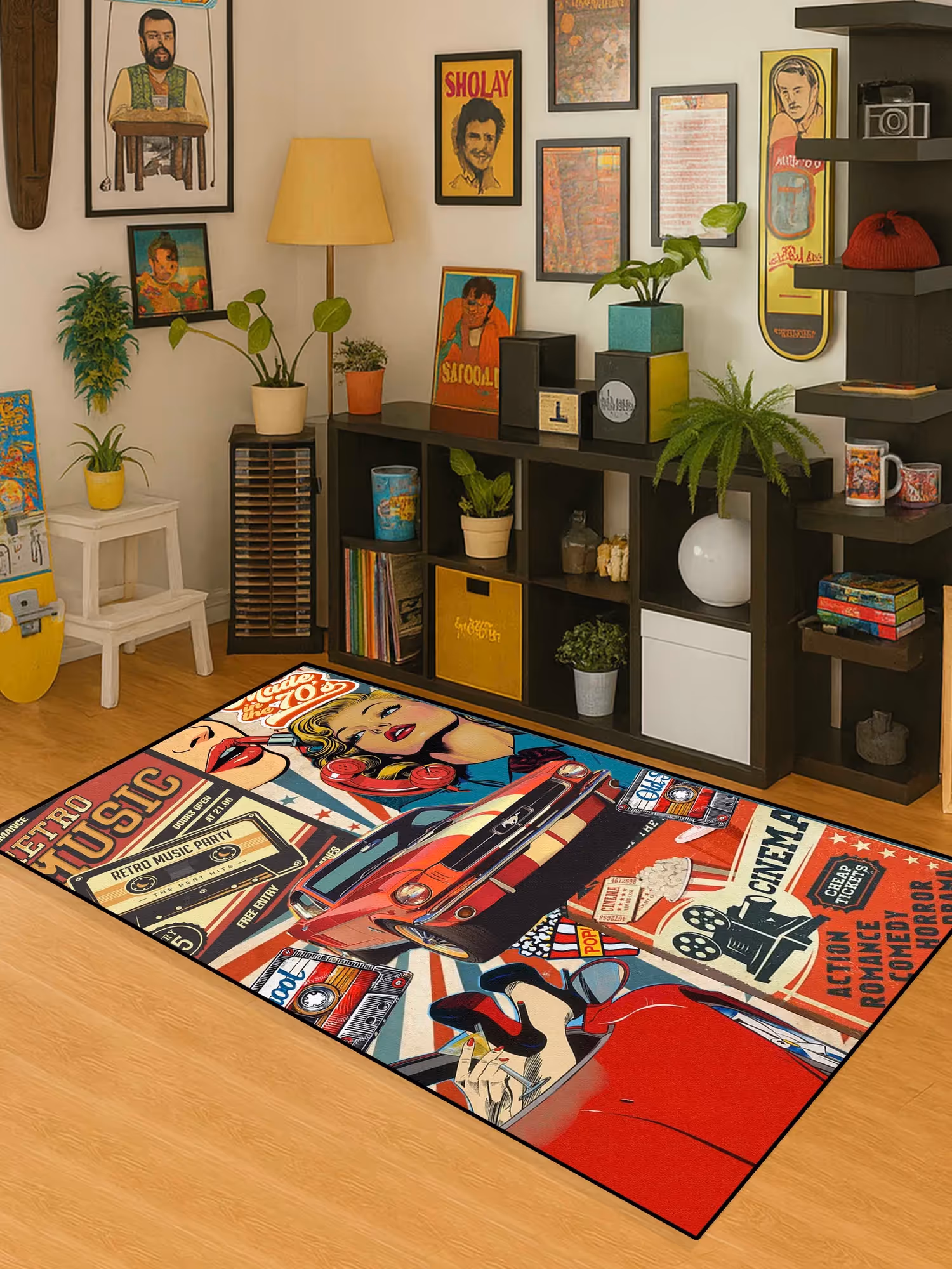 Retro Collage Art Washable Rug image 1
