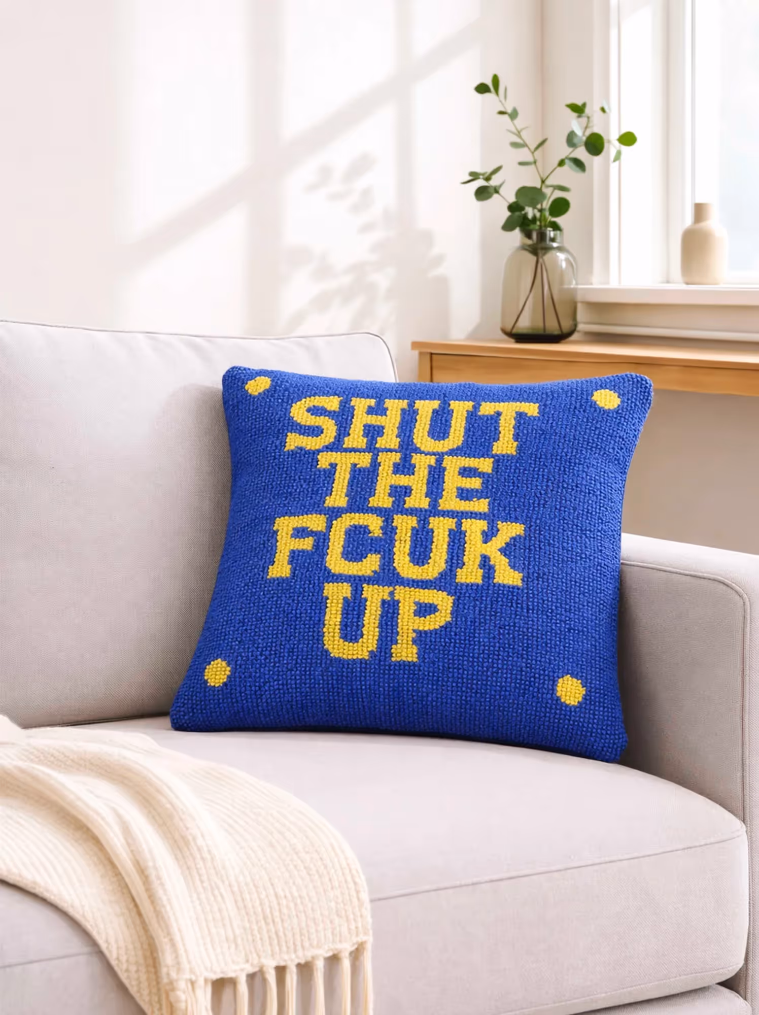 Shut The Fcuk Up Blue Cushion Cover image 1