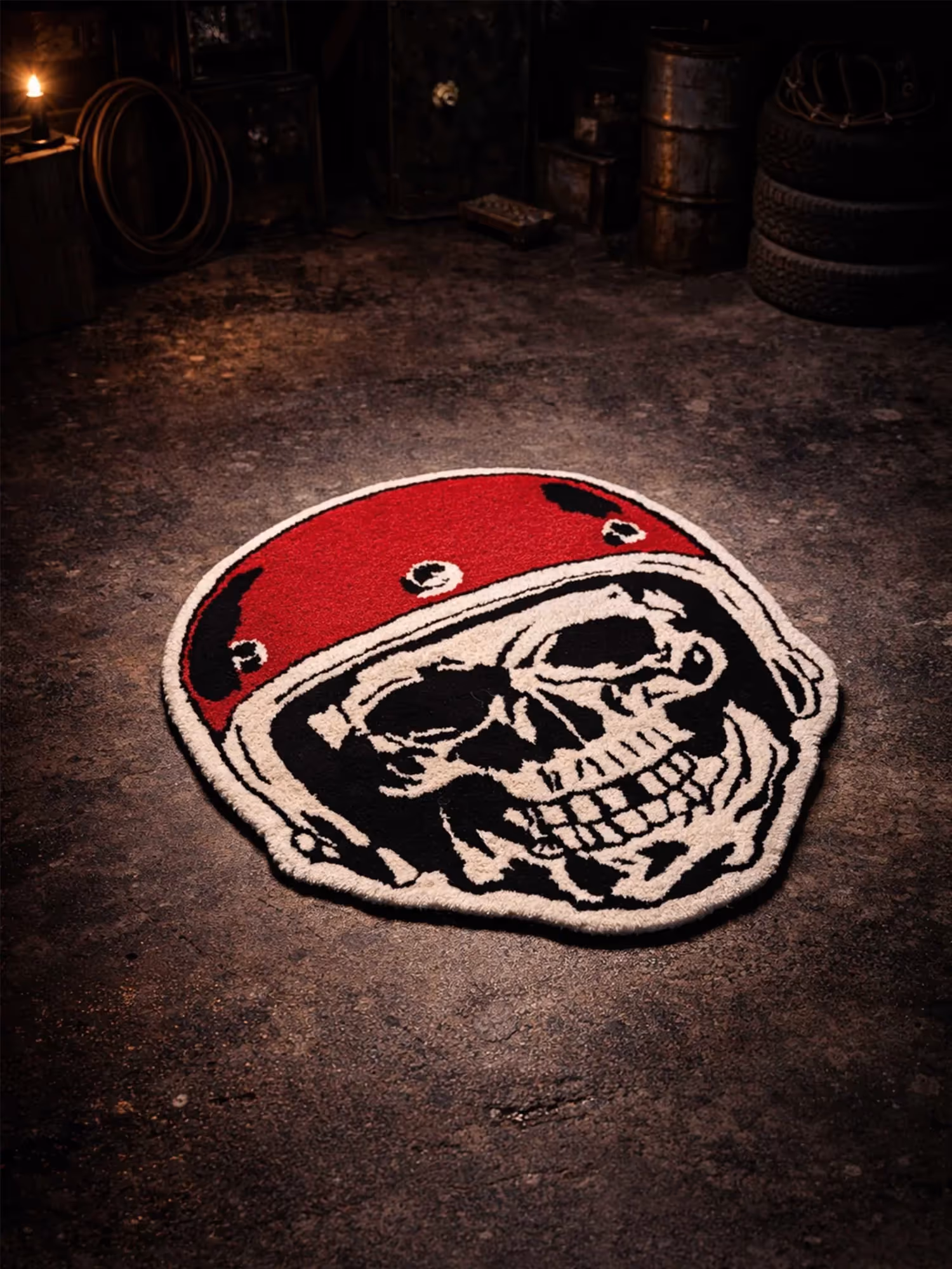 Skull Biker Hand Tufted Rug image 1