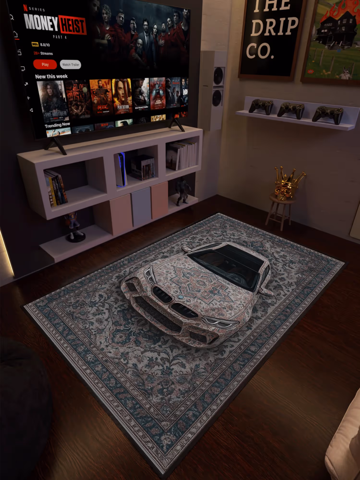 Speed Sports Car Traditional Design Washable Rug image 1
