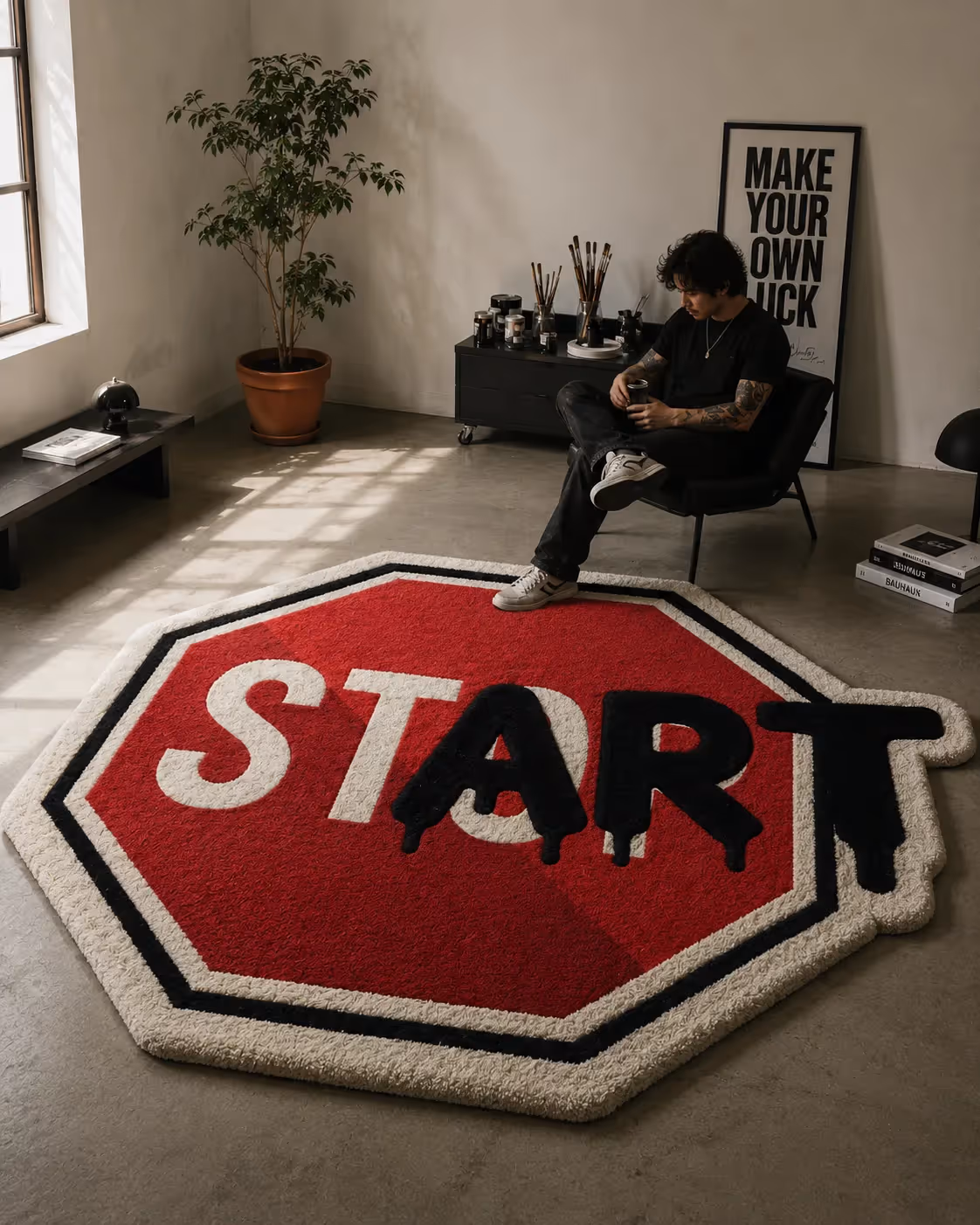 Start Stop Hand Tufted Rug image 1