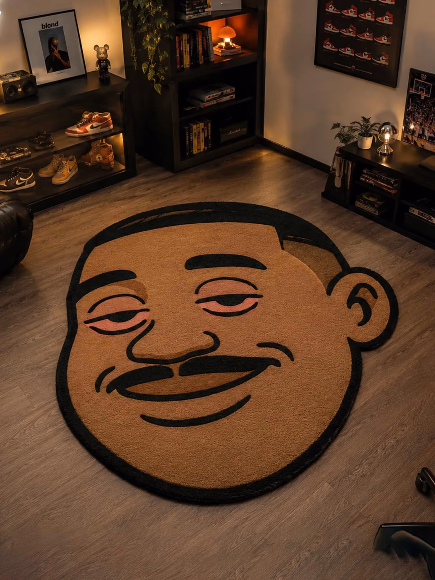 Stoned Man Face Hand Tufted Rug image 1