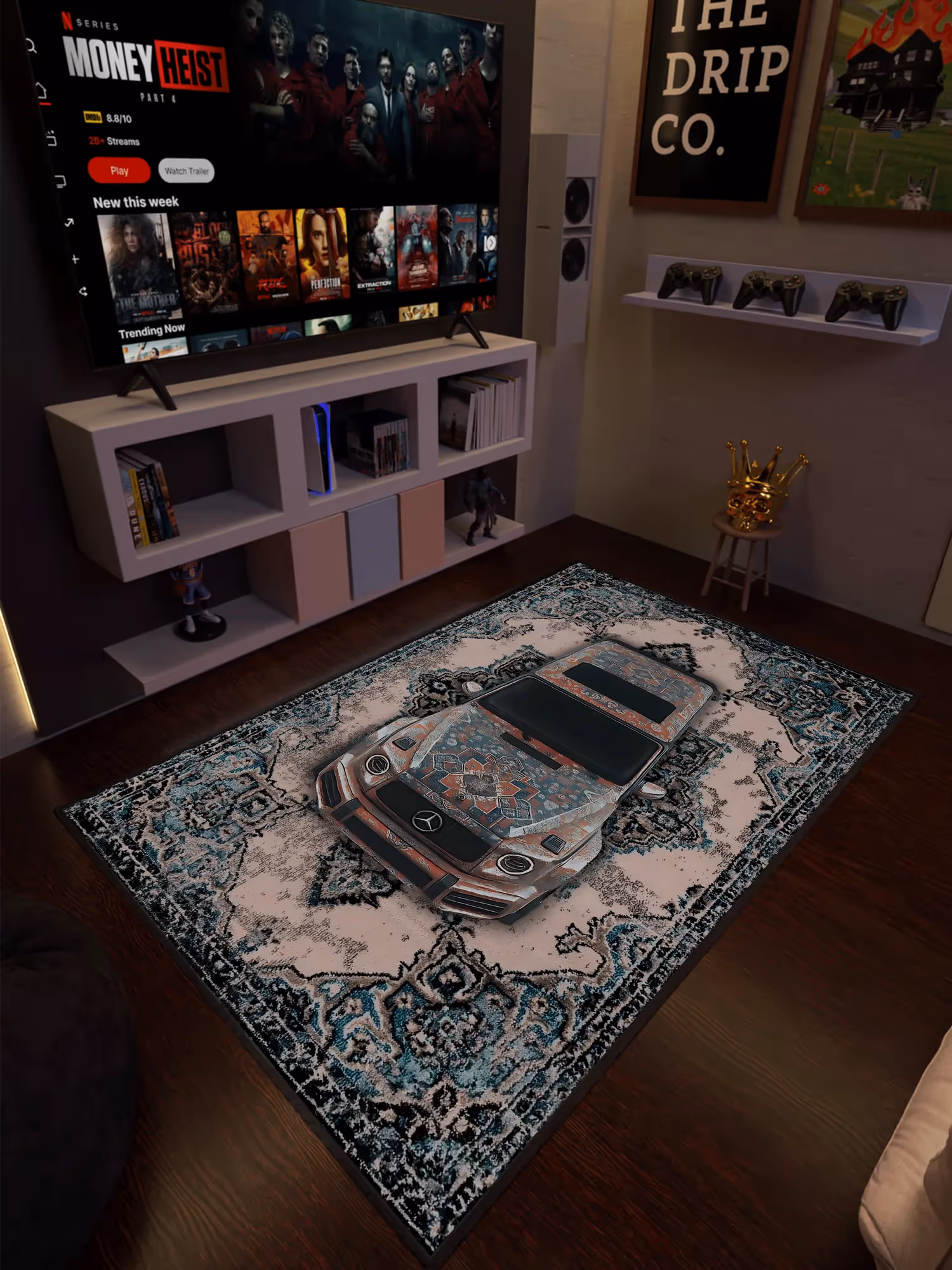 SUV Car Traditional Design Washable Rug  image 2