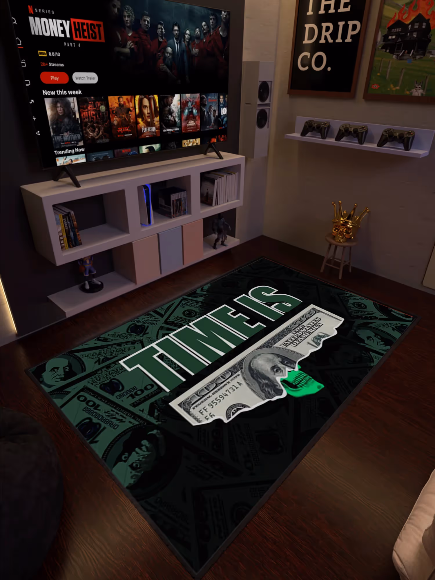 Time Is Money Washable Rug image 1