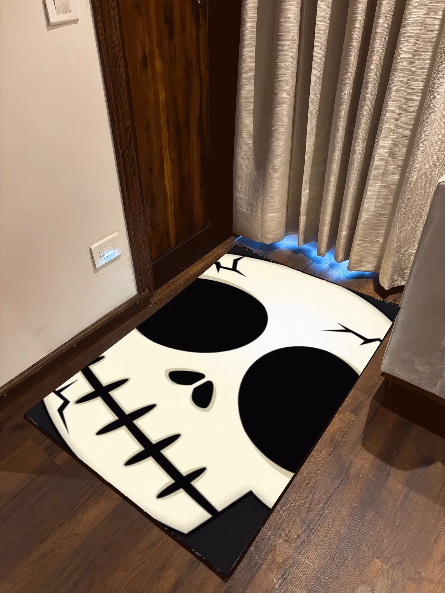 White Skull Washable Rug image 1