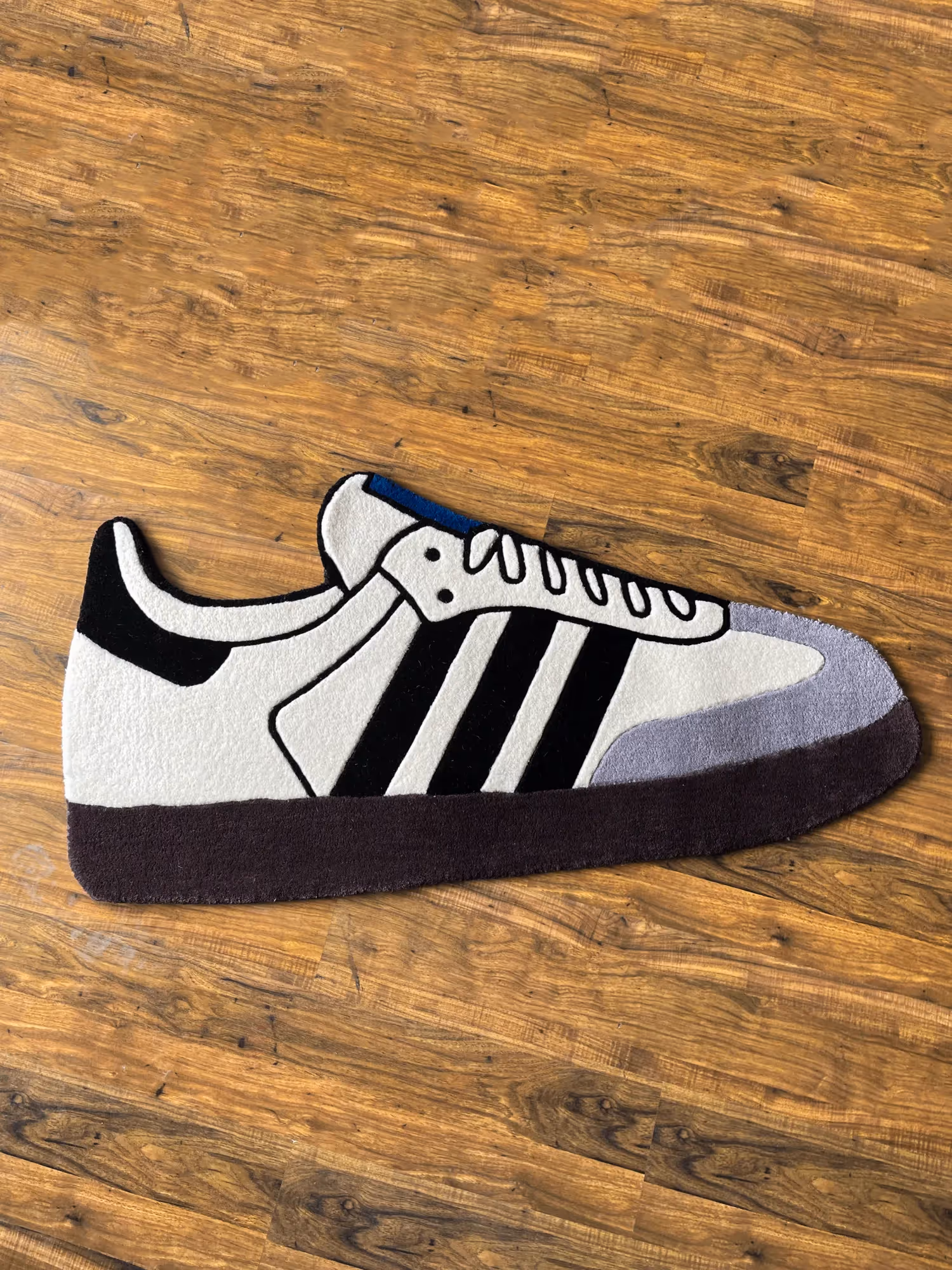 White Stripe Custom Shoe Hand Tufted Rug image 1