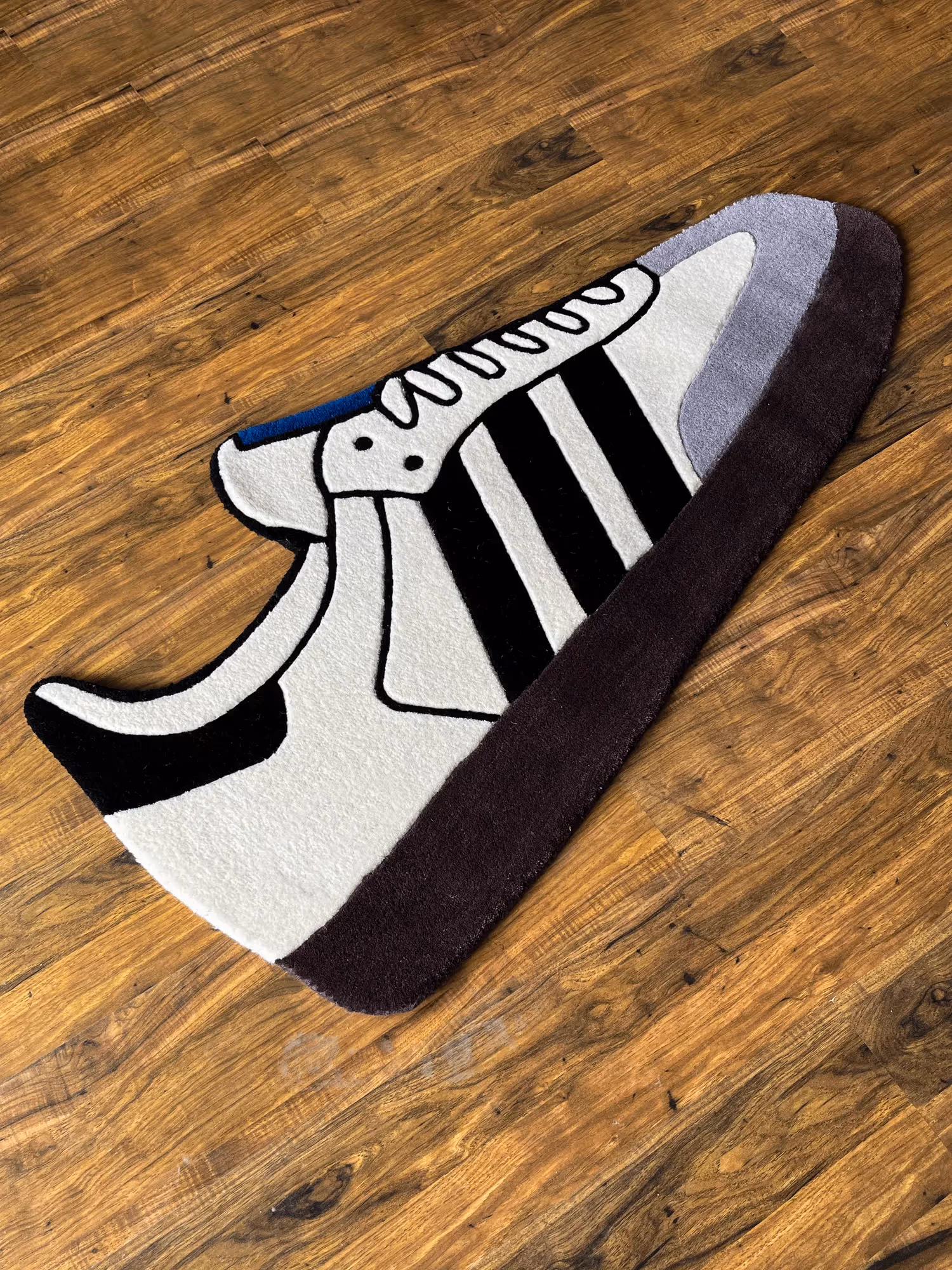 White Stripe Custom Shoe Hand Tufted Rug  image 2