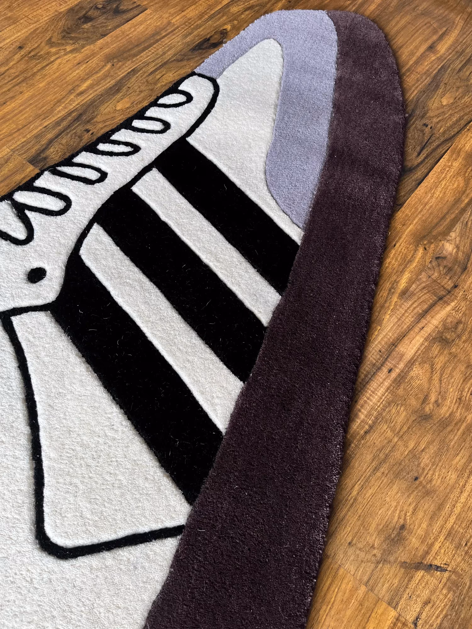 White Stripe Custom Shoe Hand Tufted Rug  image 3