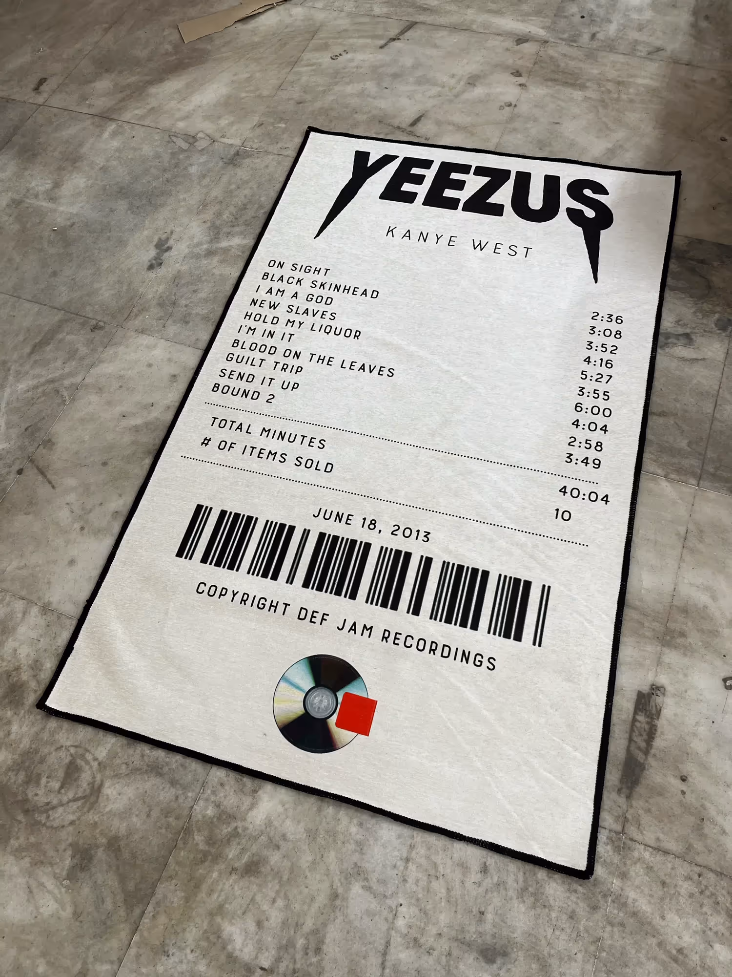 Yeezus Receipt Printed Rug image 1