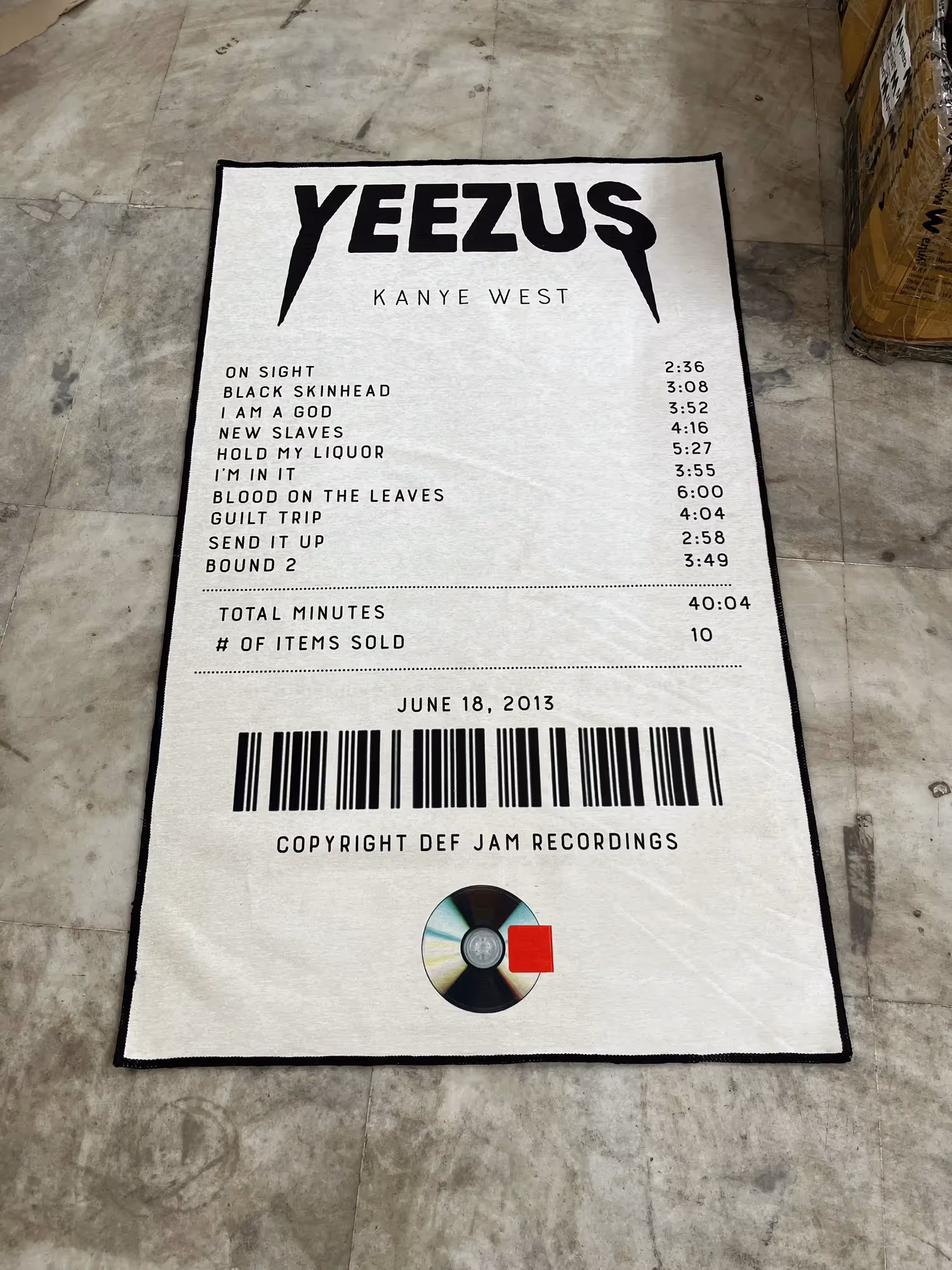 Yeezus Receipt Printed Rug image 2