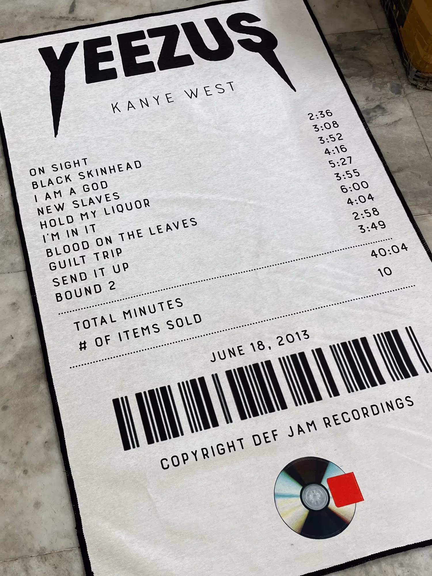 Yeezus Receipt Printed Rug image 4