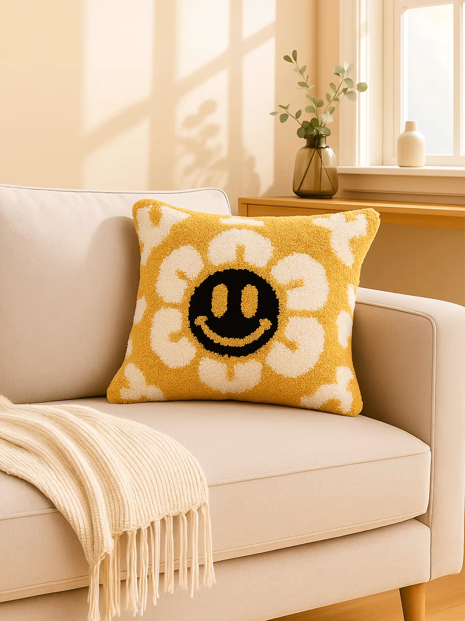 Yellow Flower Cushion Cover image 1
