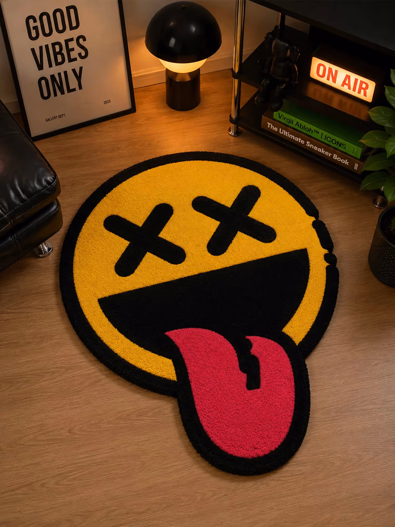 Yellow X Face Hand Tufted Rug image 1